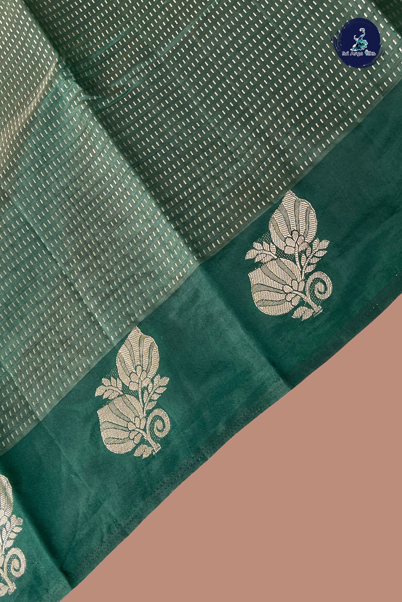 Green Semi Tussar Saree With Zari Woven Pattern