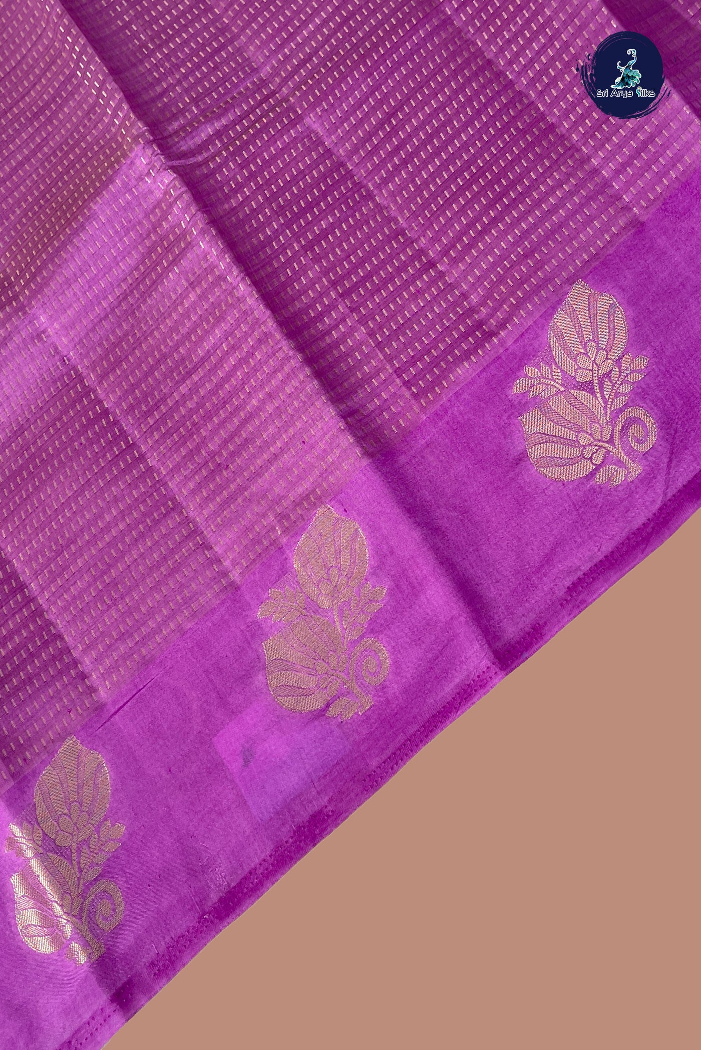 Lavender Semi Tussar Saree With Zari Woven Pattern