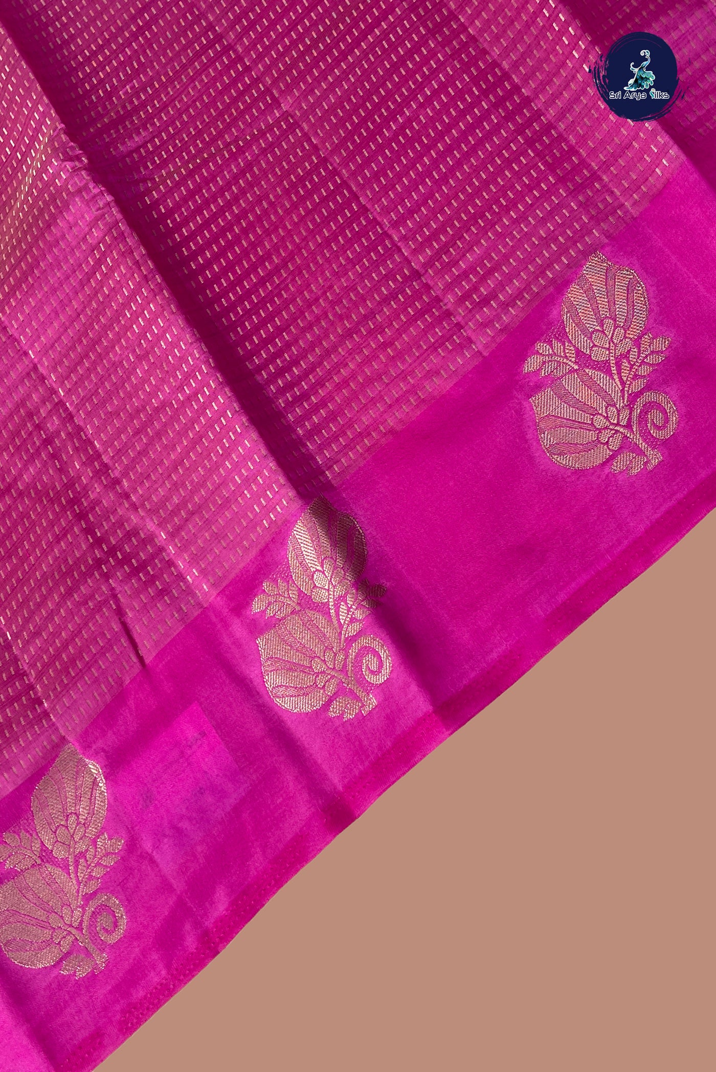 Pink Semi Tussar Saree With Zari Woven Pattern