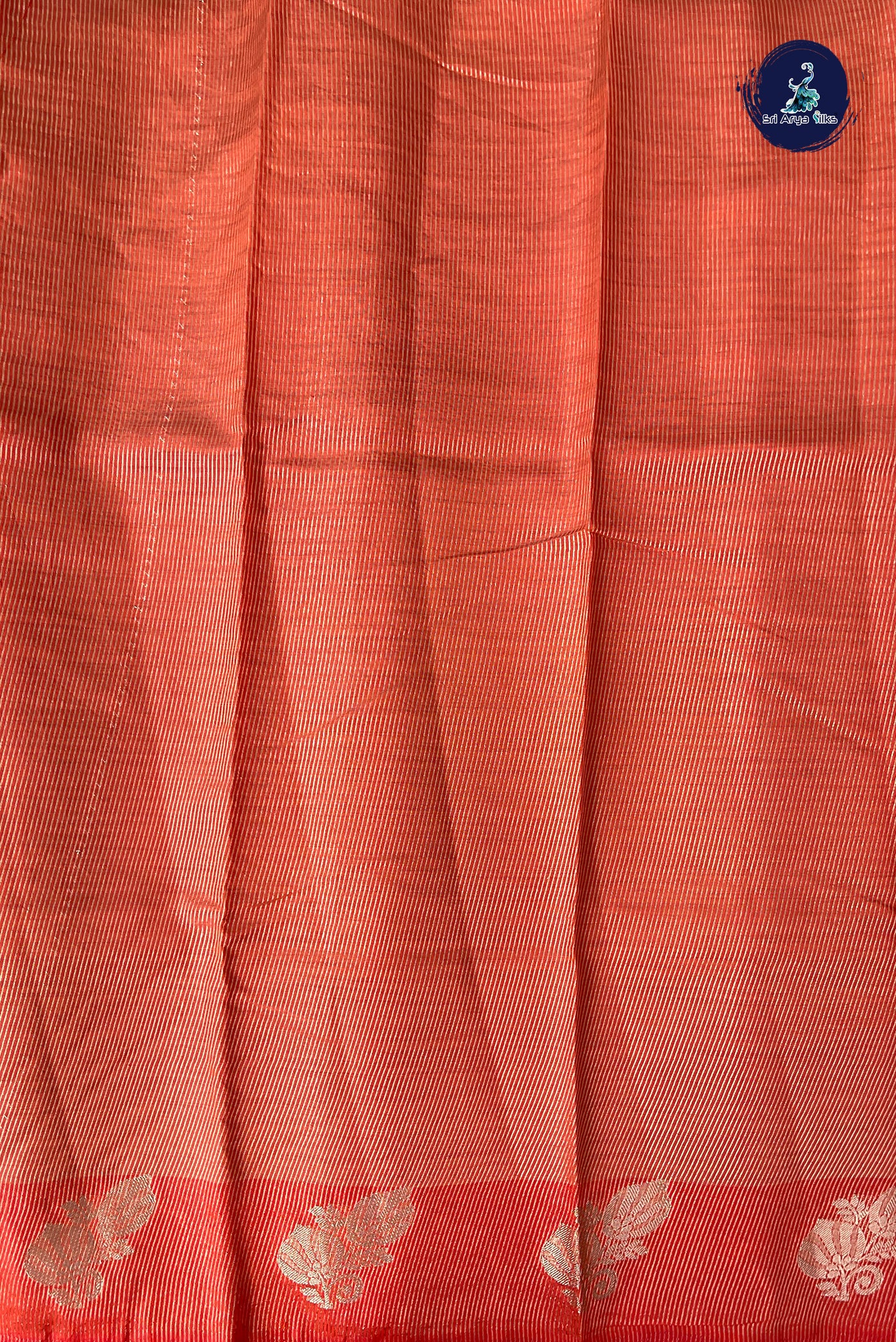 Orange Semi Tussar Saree With Zari Woven Pattern