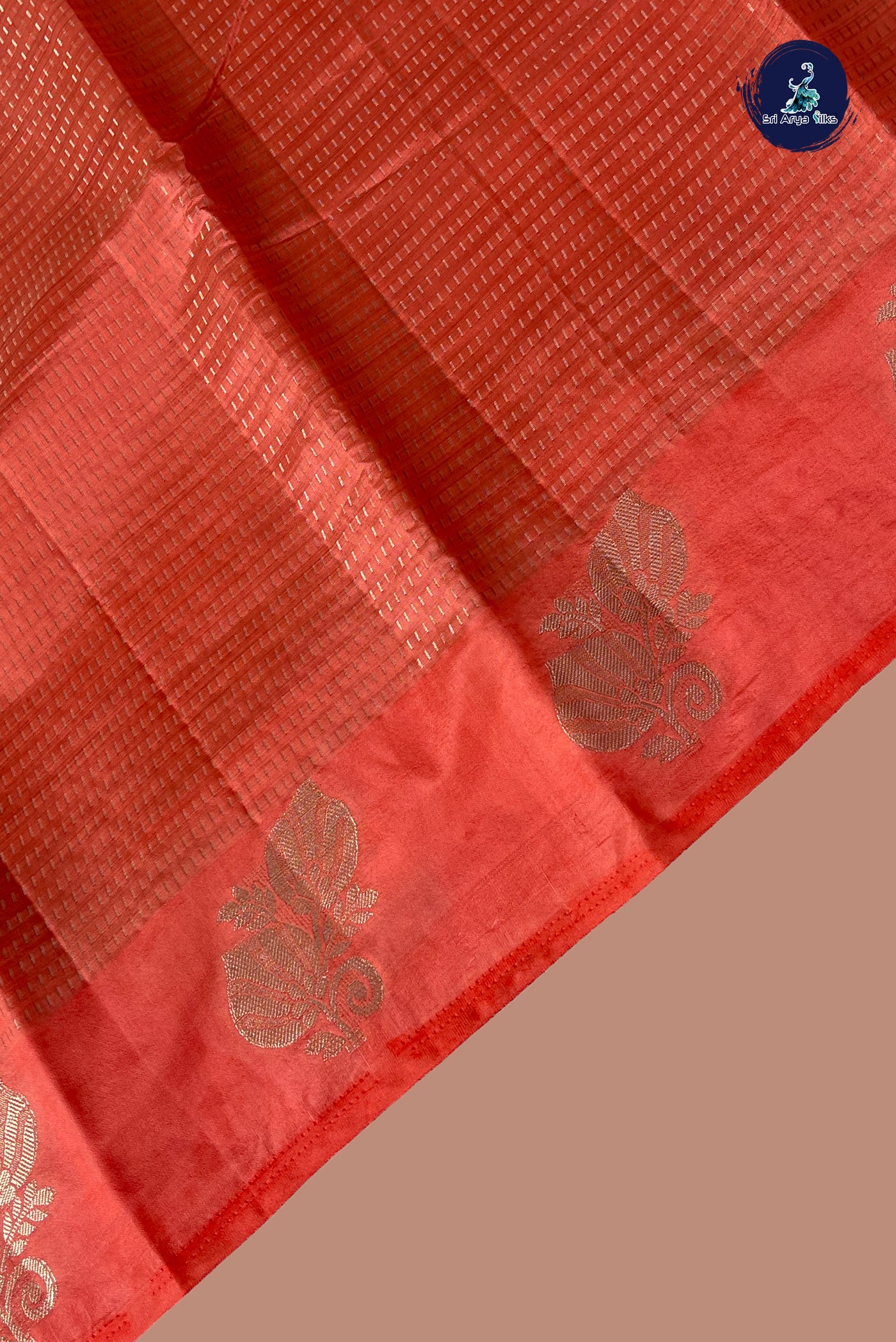 Peach Semi Tussar Saree With Zari Woven Pattern