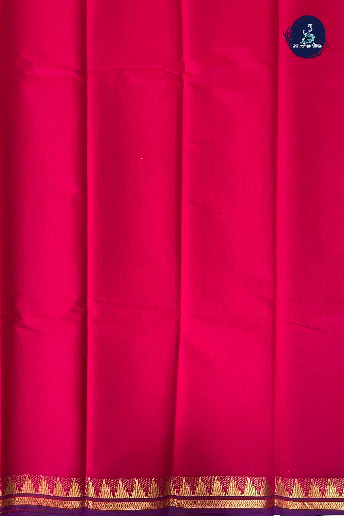 Pink Budget Semi Silk Cotton Saree With Plain Pattern