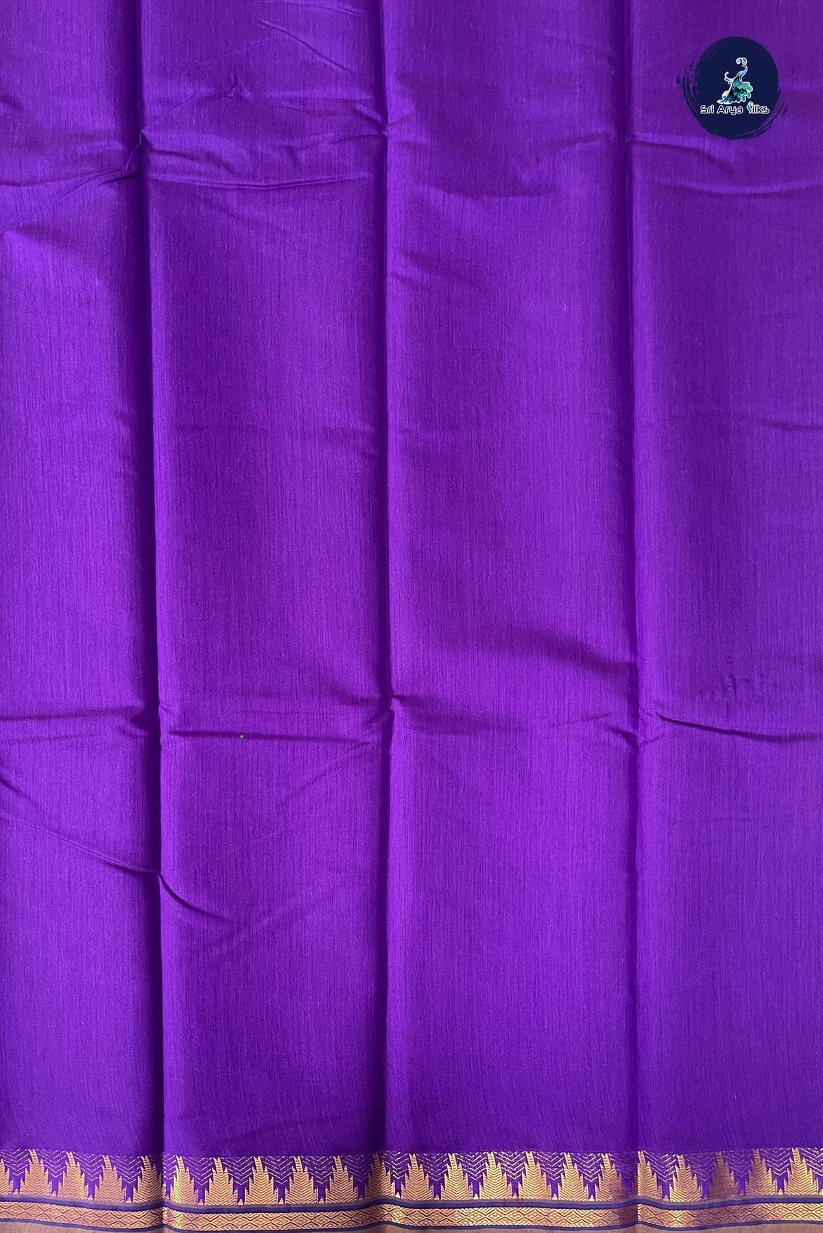 Violet Budget Semi Silk Cotton Saree With Plain Pattern