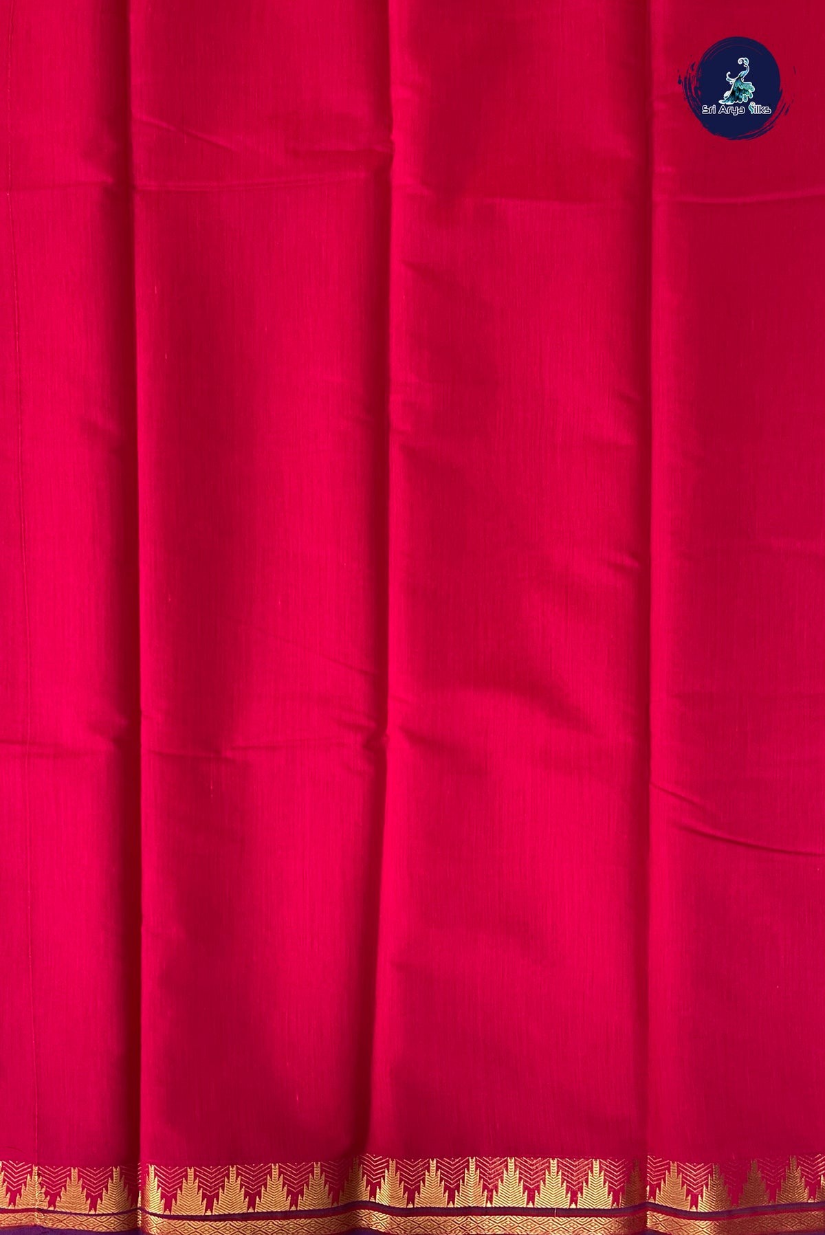 Dark Pink Budget Semi Silk Cotton Saree With Plain Pattern