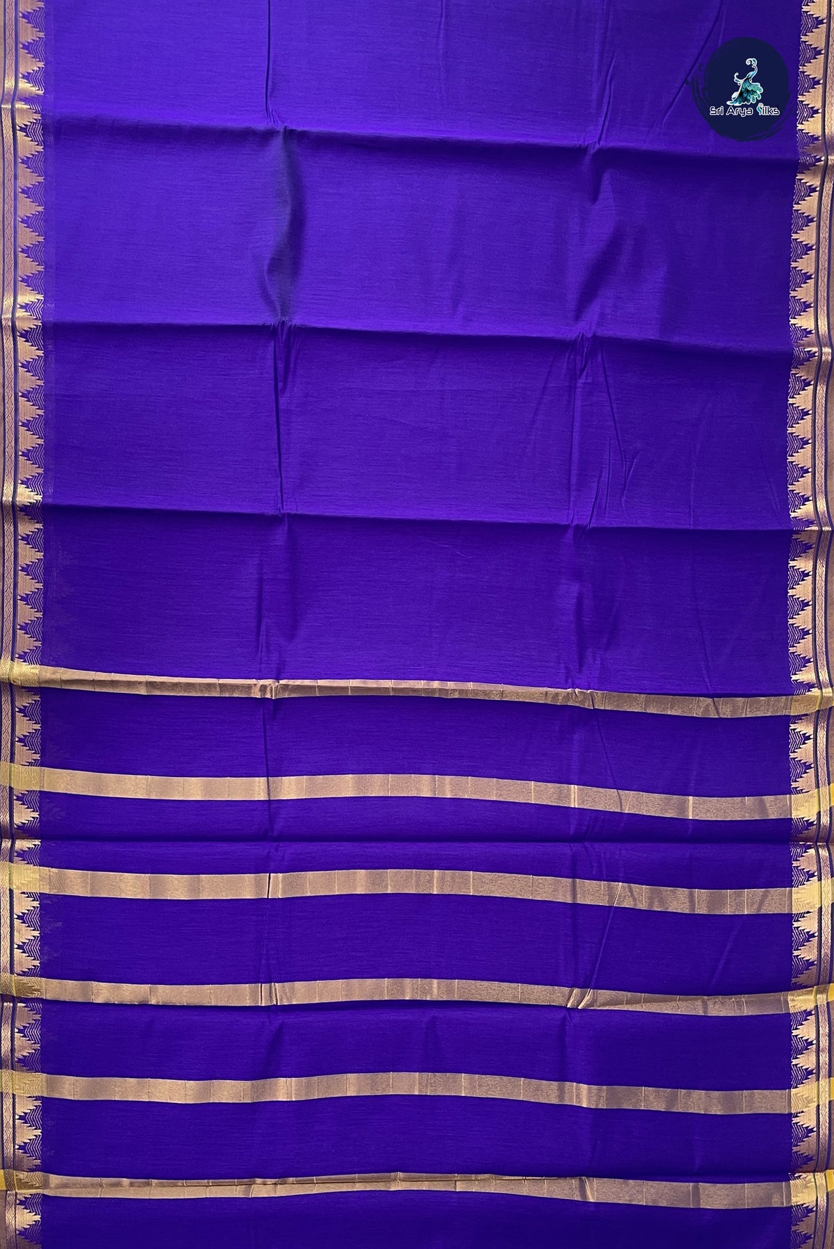 Violet Budget Semi Silk Cotton Saree With Plain Pattern