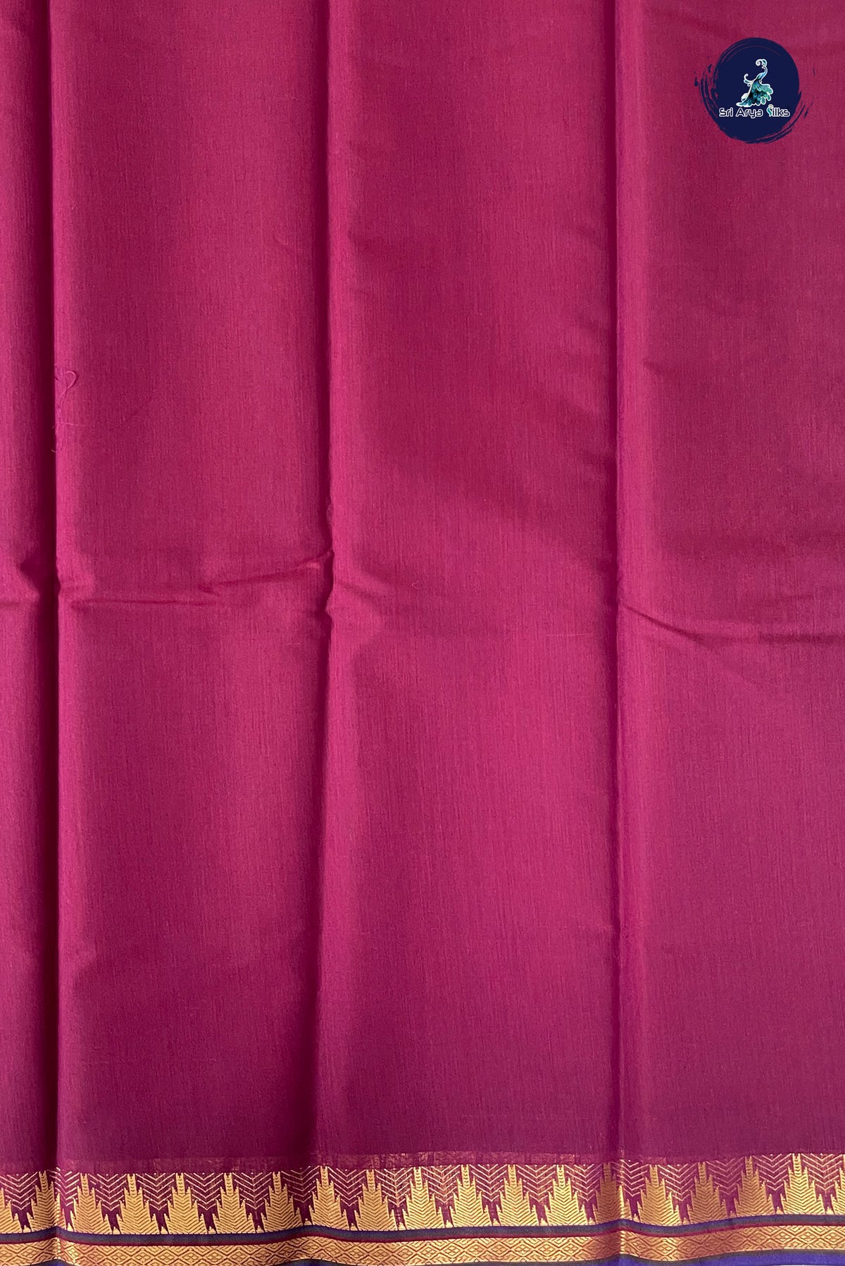 Pinkish Maroon Budget Semi Silk Cotton Saree With Plain Pattern