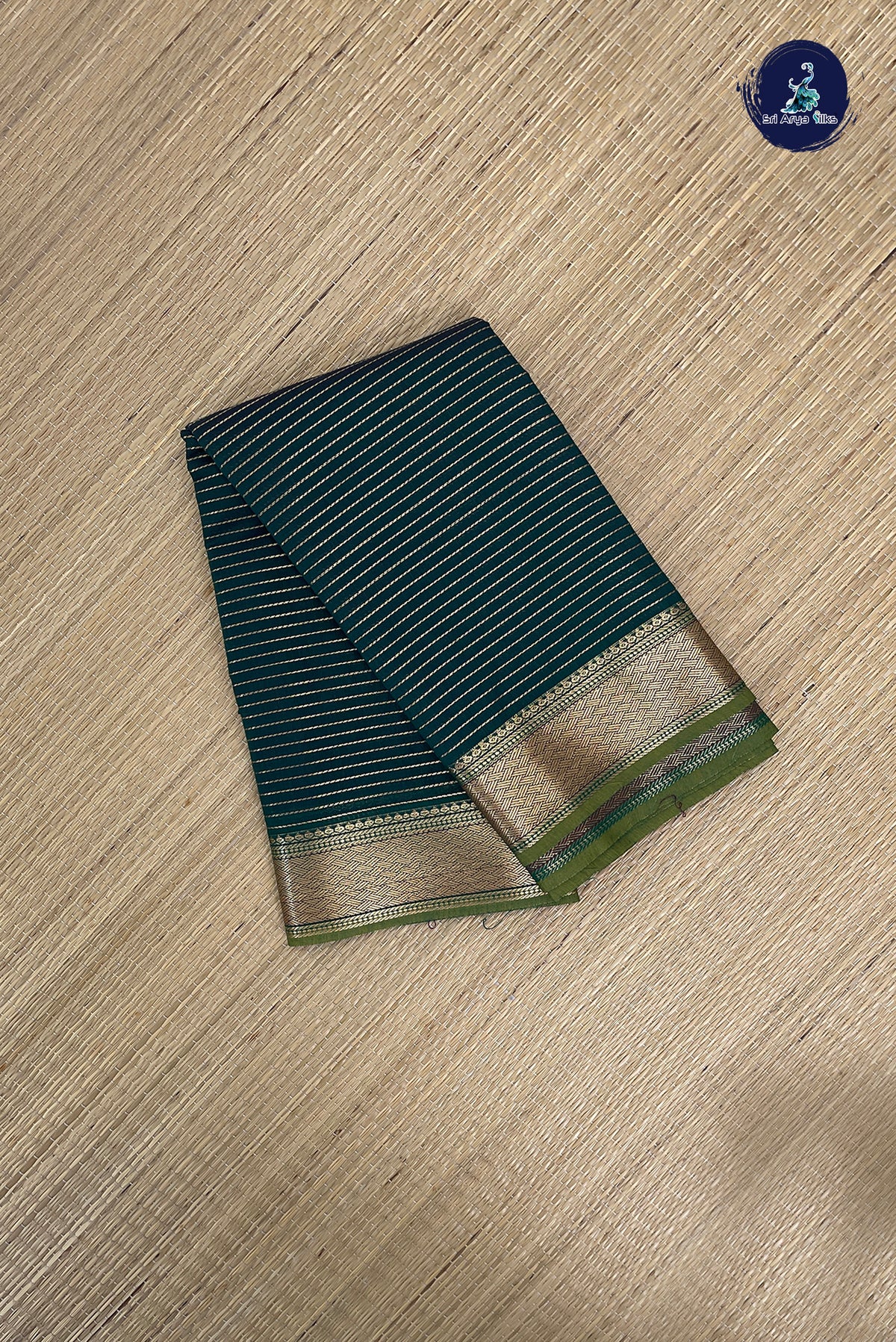 Dark Green Budget Semi Silk Cotton Saree With Vaira Oosi Pattern