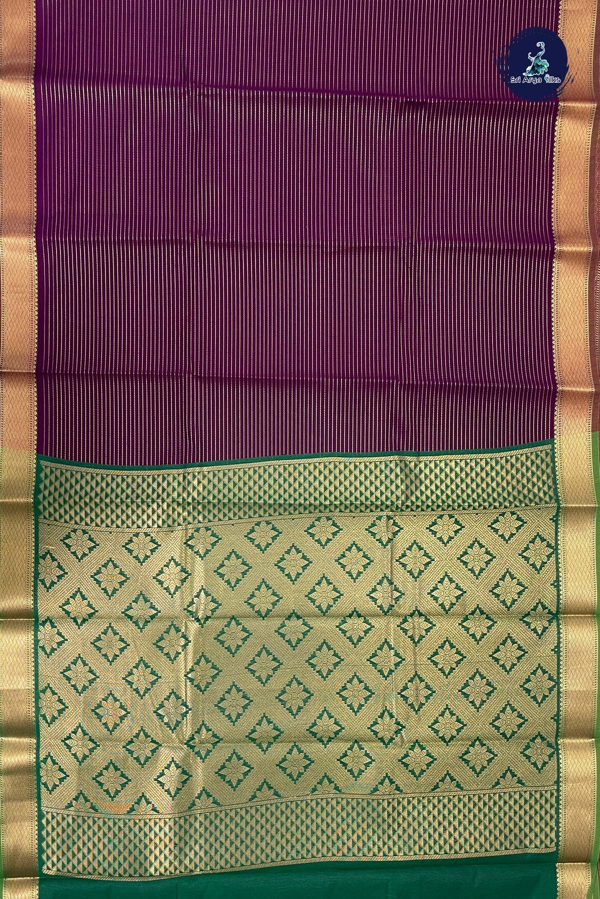 Dark Plum Budget Semi Silk Cotton Saree With Vaira Oosi Pattern