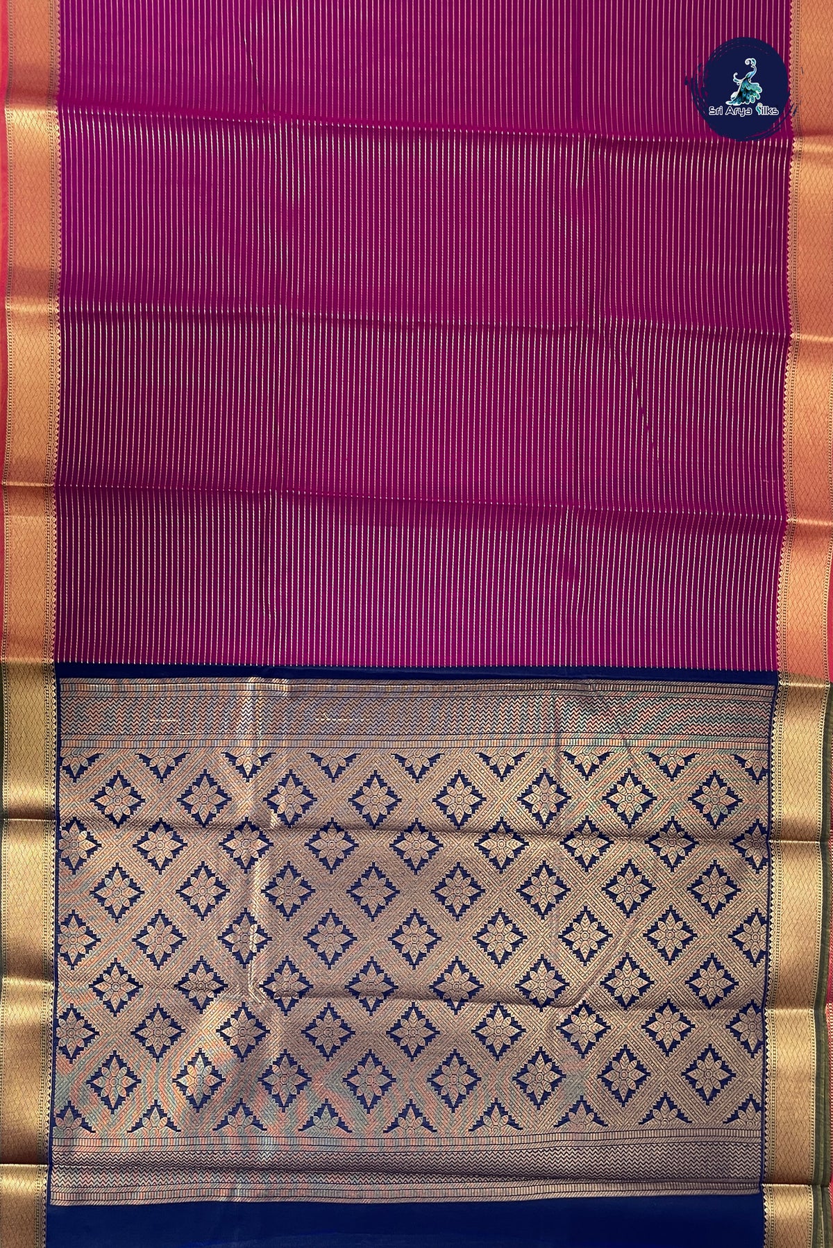 Magenta Budget Semi Silk Cotton Saree With Vaira Oosi Pattern