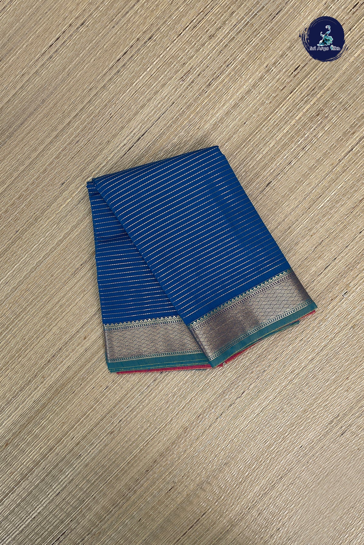 Sapphire Blue Budget Semi Silk Cotton Saree With Vaira Oosi Pattern