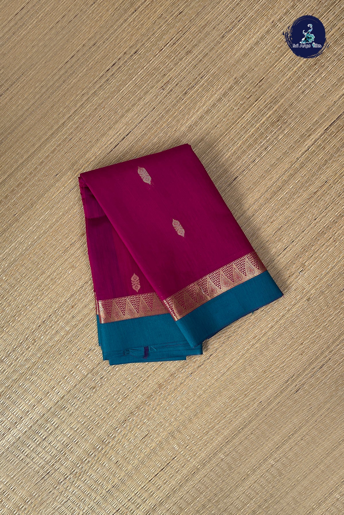 Magenta Budget Semi Silk Cotton Saree With Zari Buttas Pattern