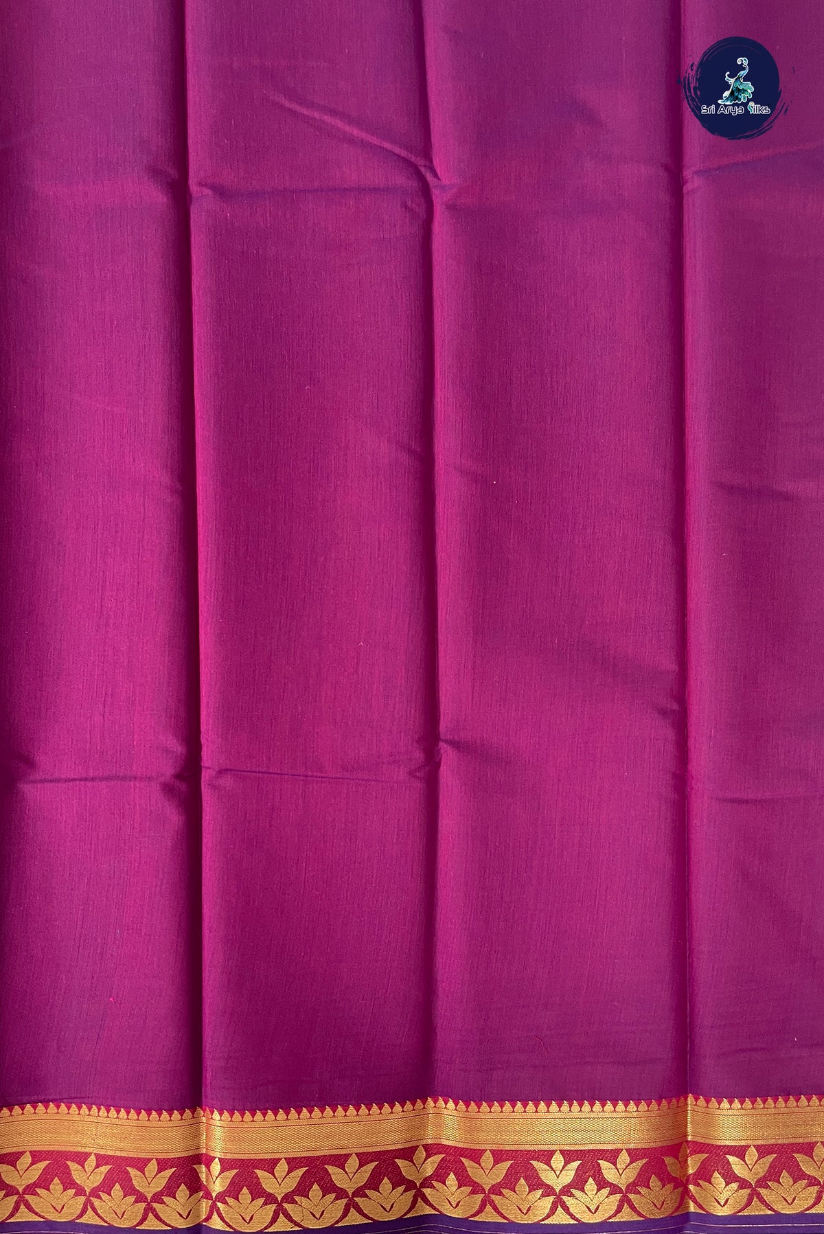 Magenta Purple Budget Semi Silk Cotton Saree With Plain Pattern