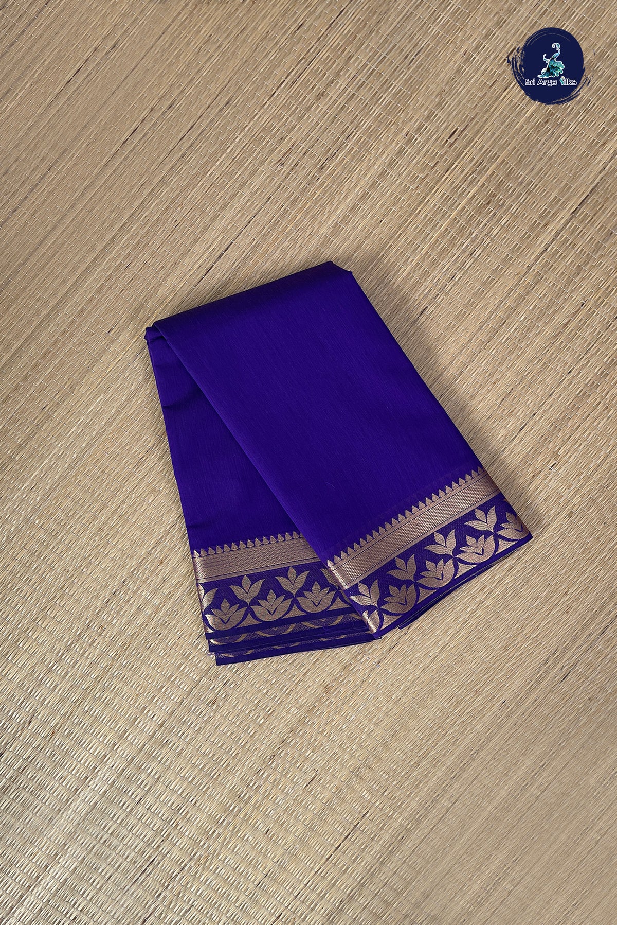 Violet Budget Semi Silk Cotton Saree With Plain Pattern