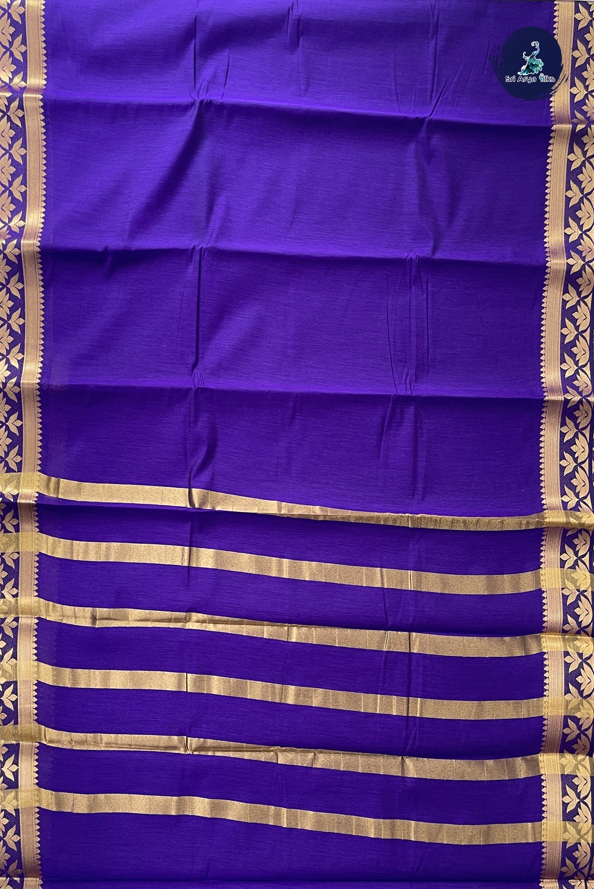 Violet Budget Semi Silk Cotton Saree With Plain Pattern