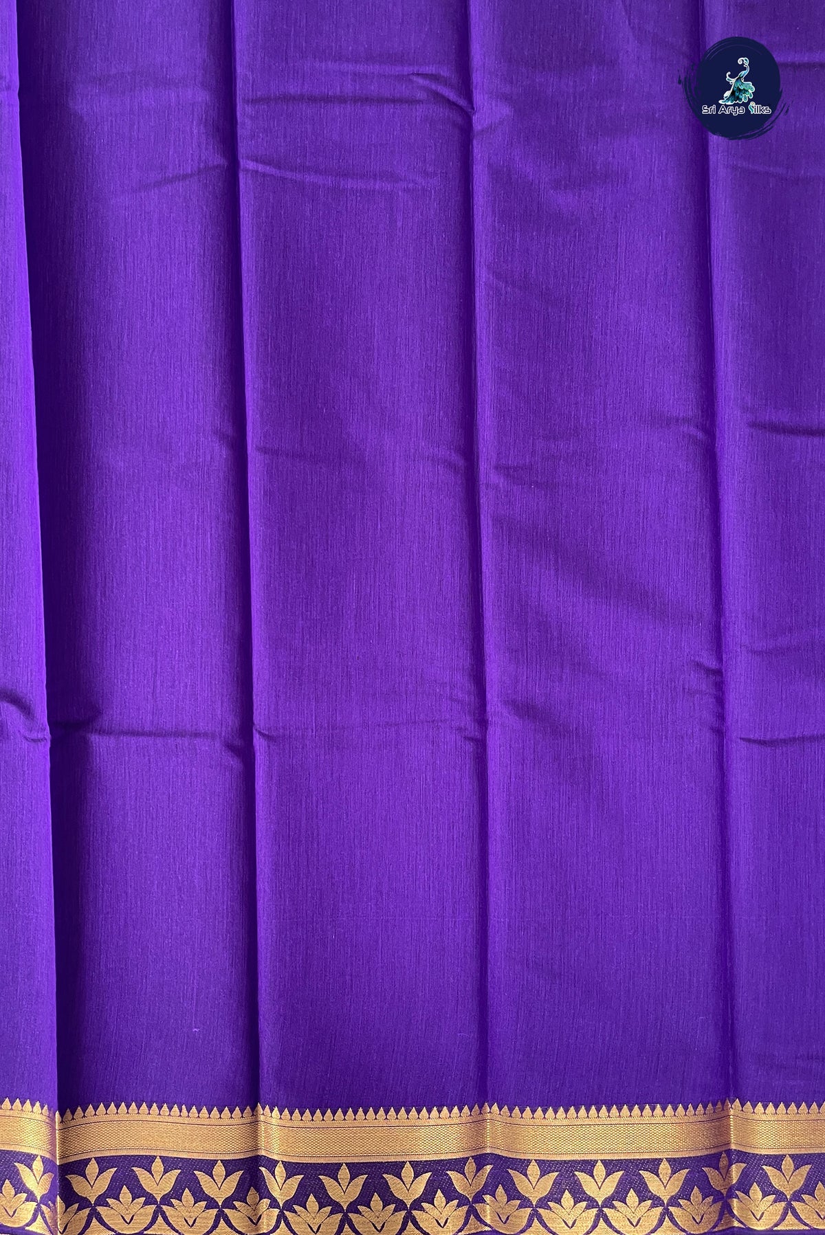 Violet Budget Semi Silk Cotton Saree With Plain Pattern