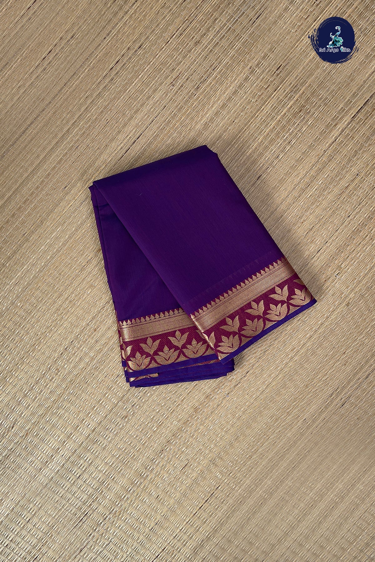Dual Tone Purple Budget Semi Silk Cotton Saree With Plain Pattern