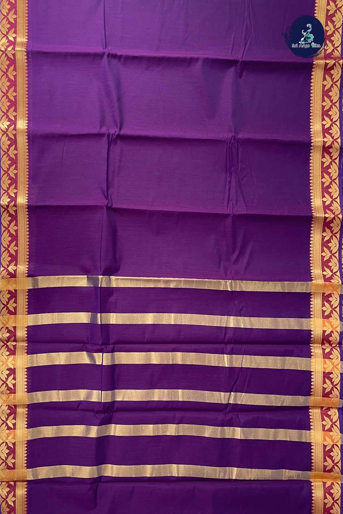 Dual Tone Purple Budget Semi Silk Cotton Saree With Plain Pattern