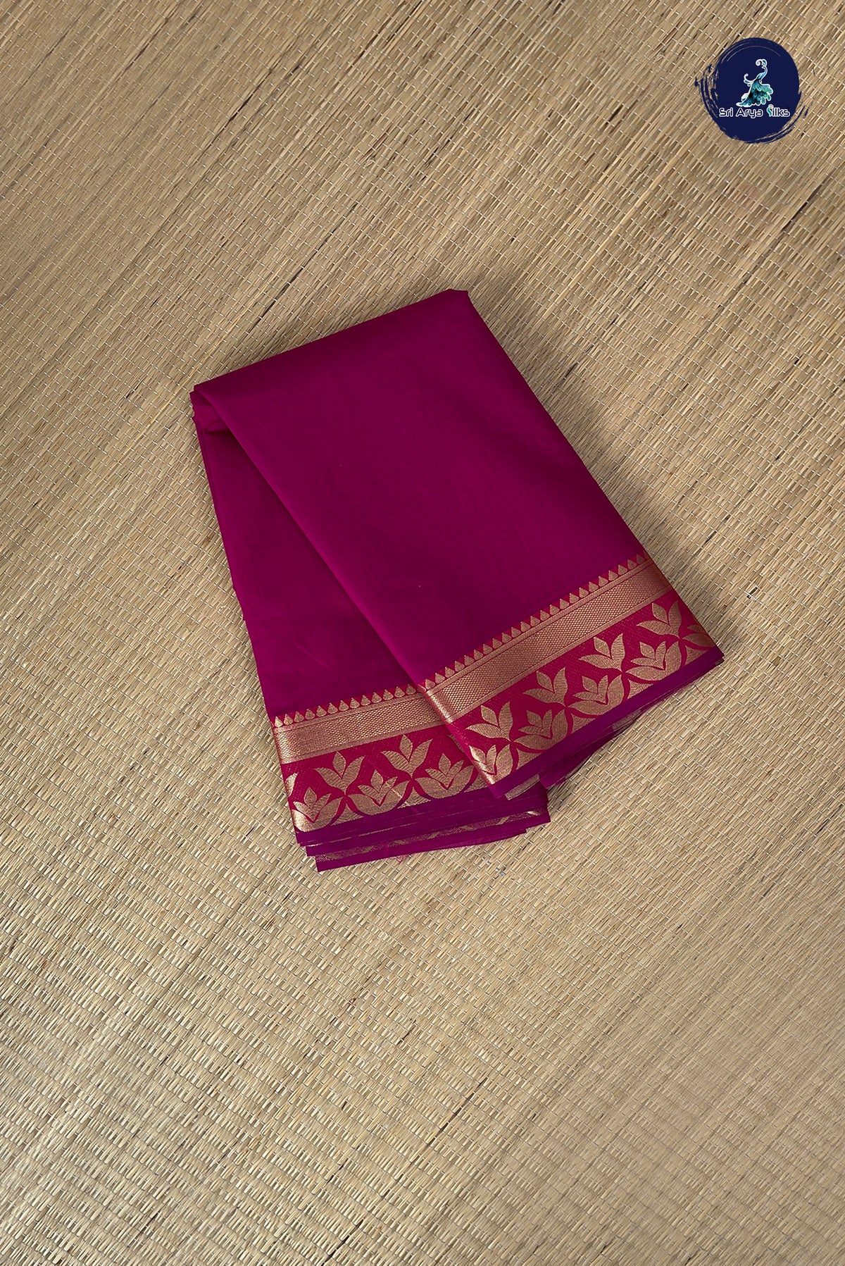 Dark Pink Budget Semi Silk Cotton Saree With Plain Pattern