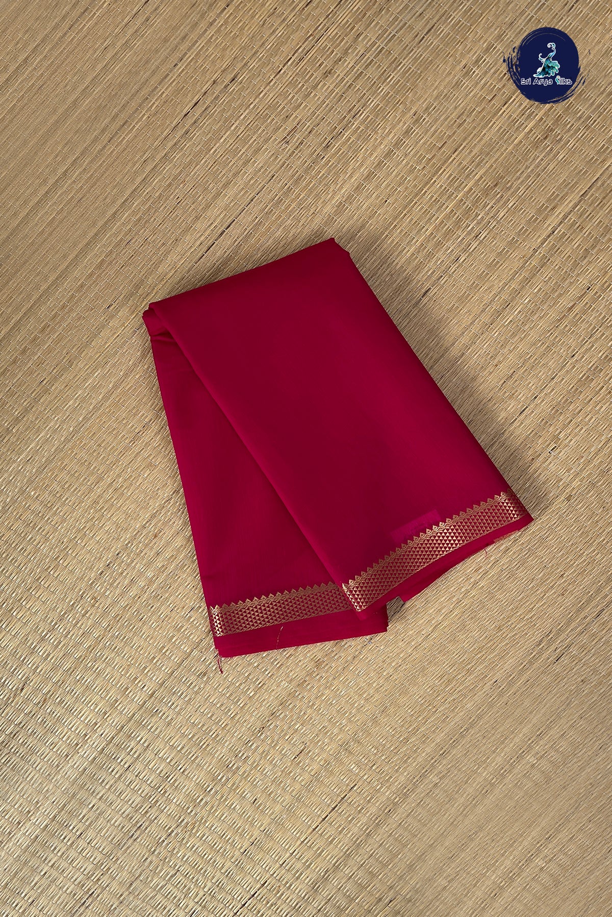 Dark Pink Budget Semi Silk Cotton Saree With Plain Pattern