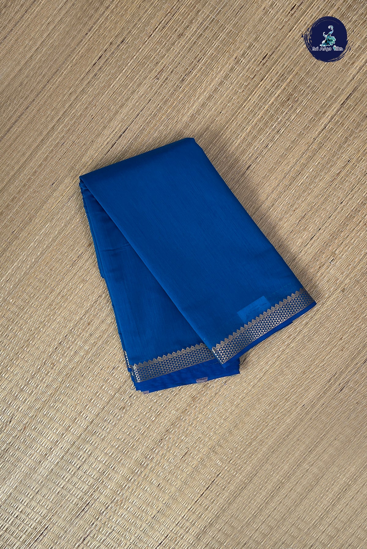 Sapphire Blue Budget Semi Silk Cotton Saree With Plain Pattern
