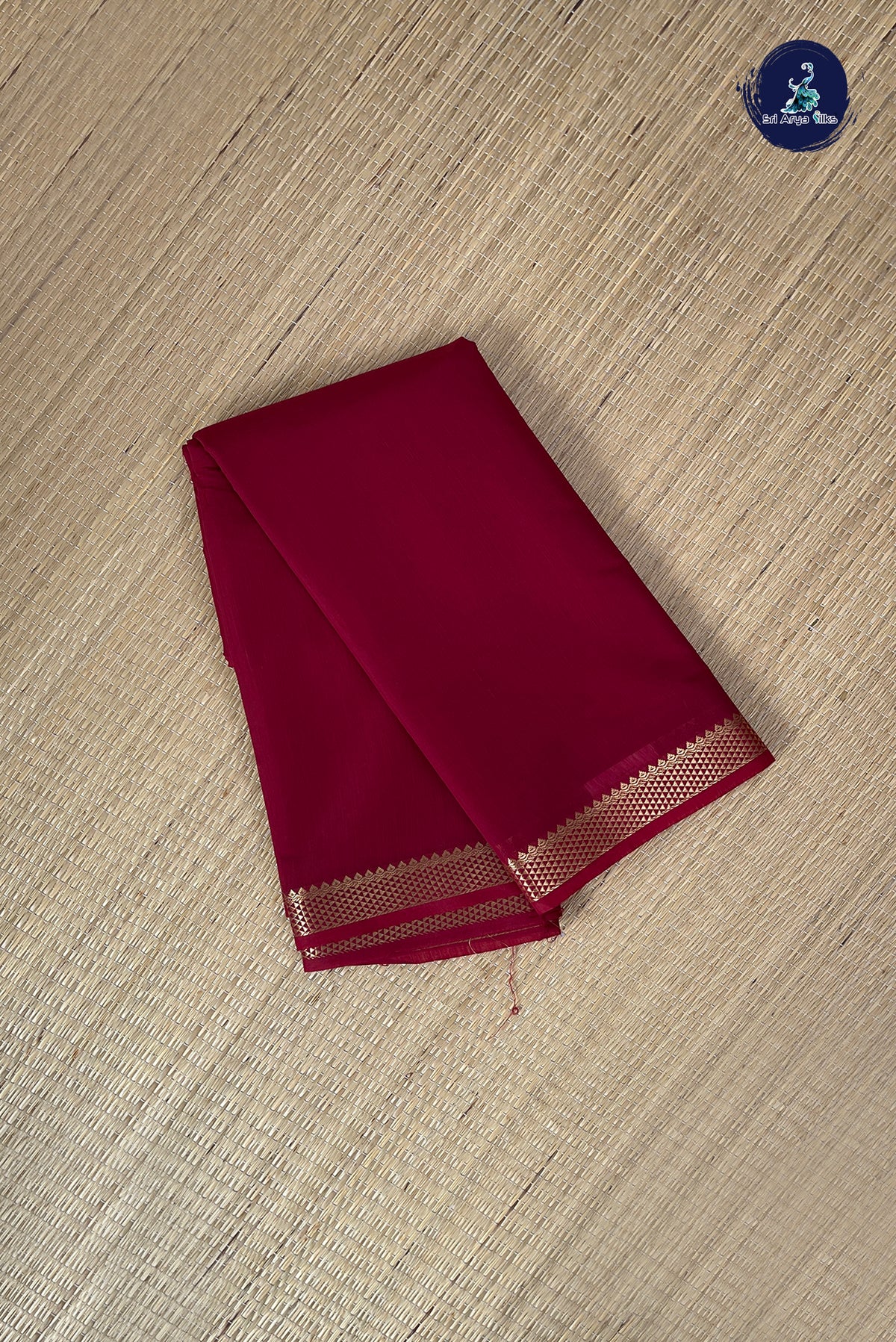Maroon Budget Semi Silk Cotton Saree With Plain Pattern
