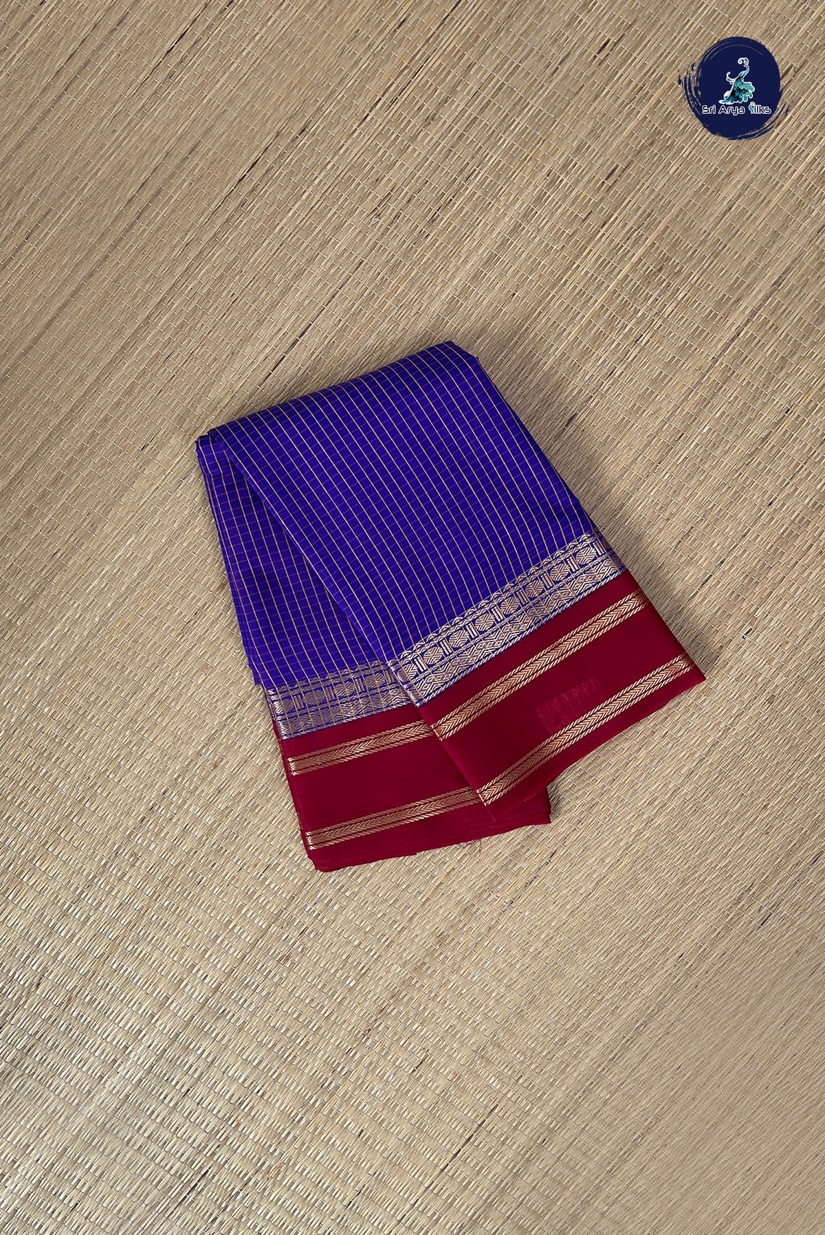 Violet Budget Semi Silk Cotton Saree With Checked Pattern