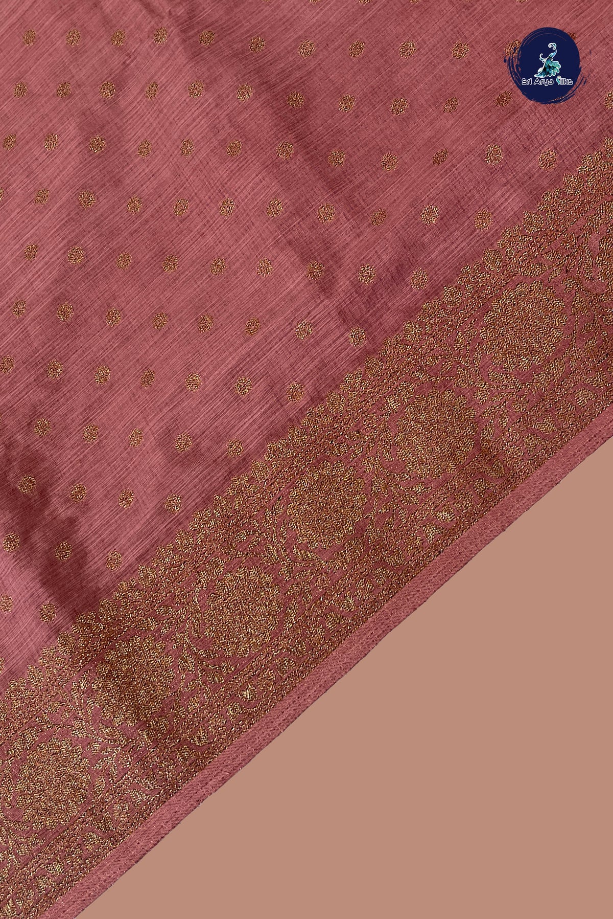 Mauve Semi Tussar Saree With Zari Buttas Pattern