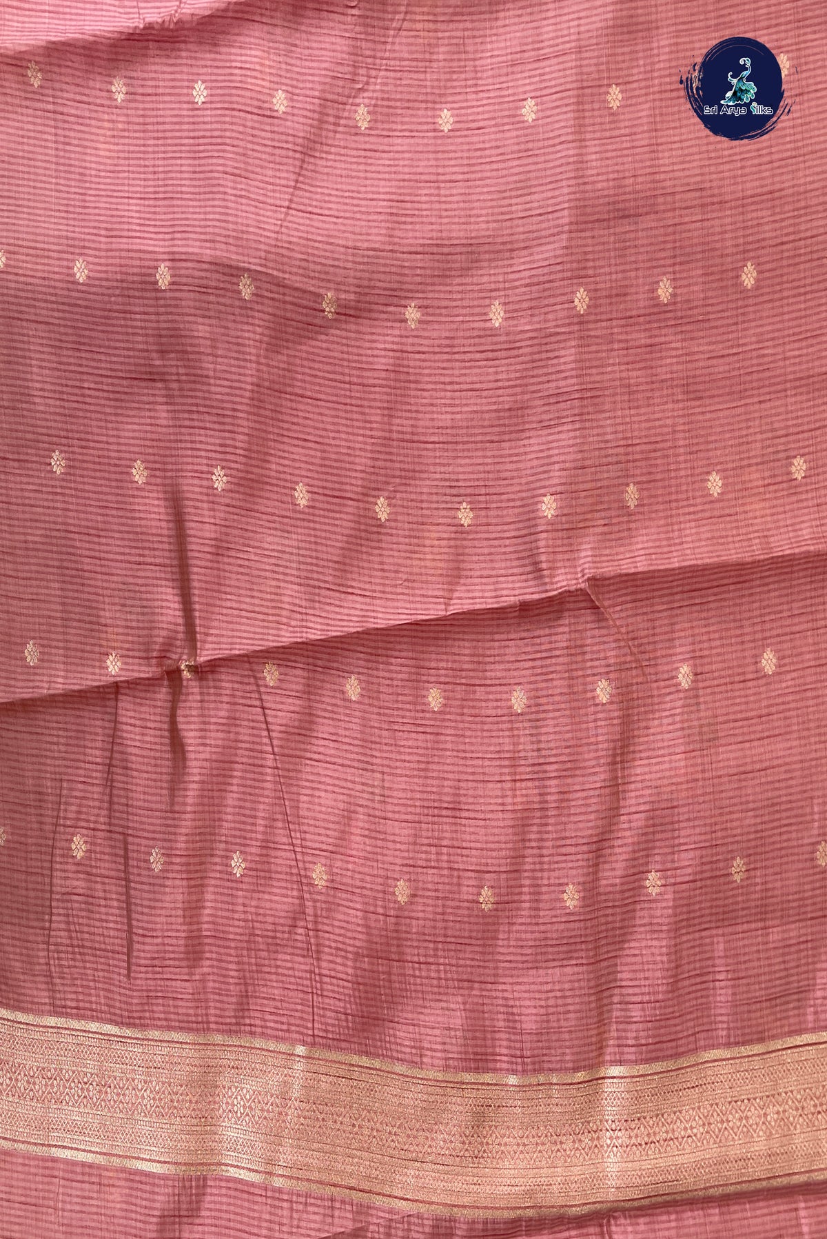 Light Pink Semi Tussar Saree With Zari Buttas Pattern