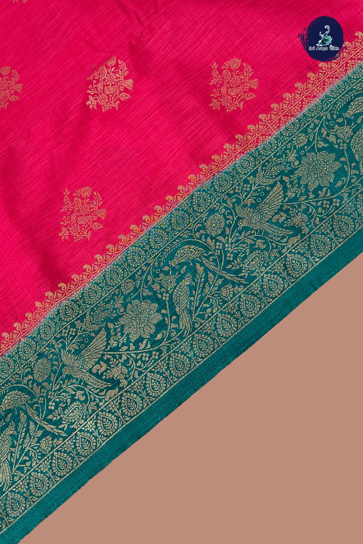 Pink Semi Raw Silk Saree With Zari Buttas Pattern