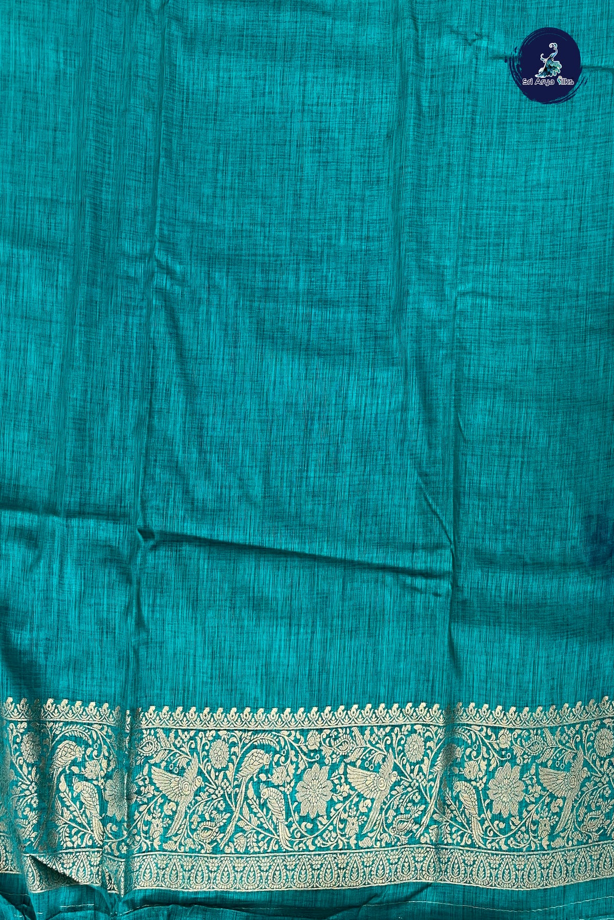 Dark Blue Semi Raw Silk Saree With Zari Buttas Pattern