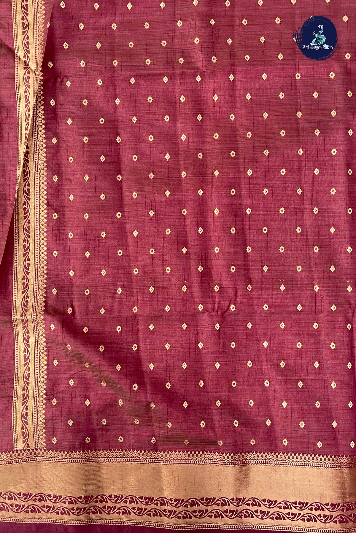 Brown Semi Tussar Saree With Zari Buttas Pattern