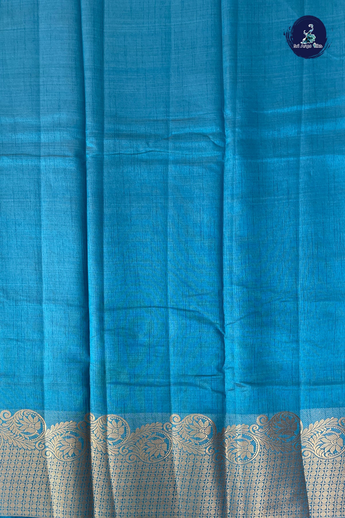 Blue Semi Tussar Saree With Plain Pattern