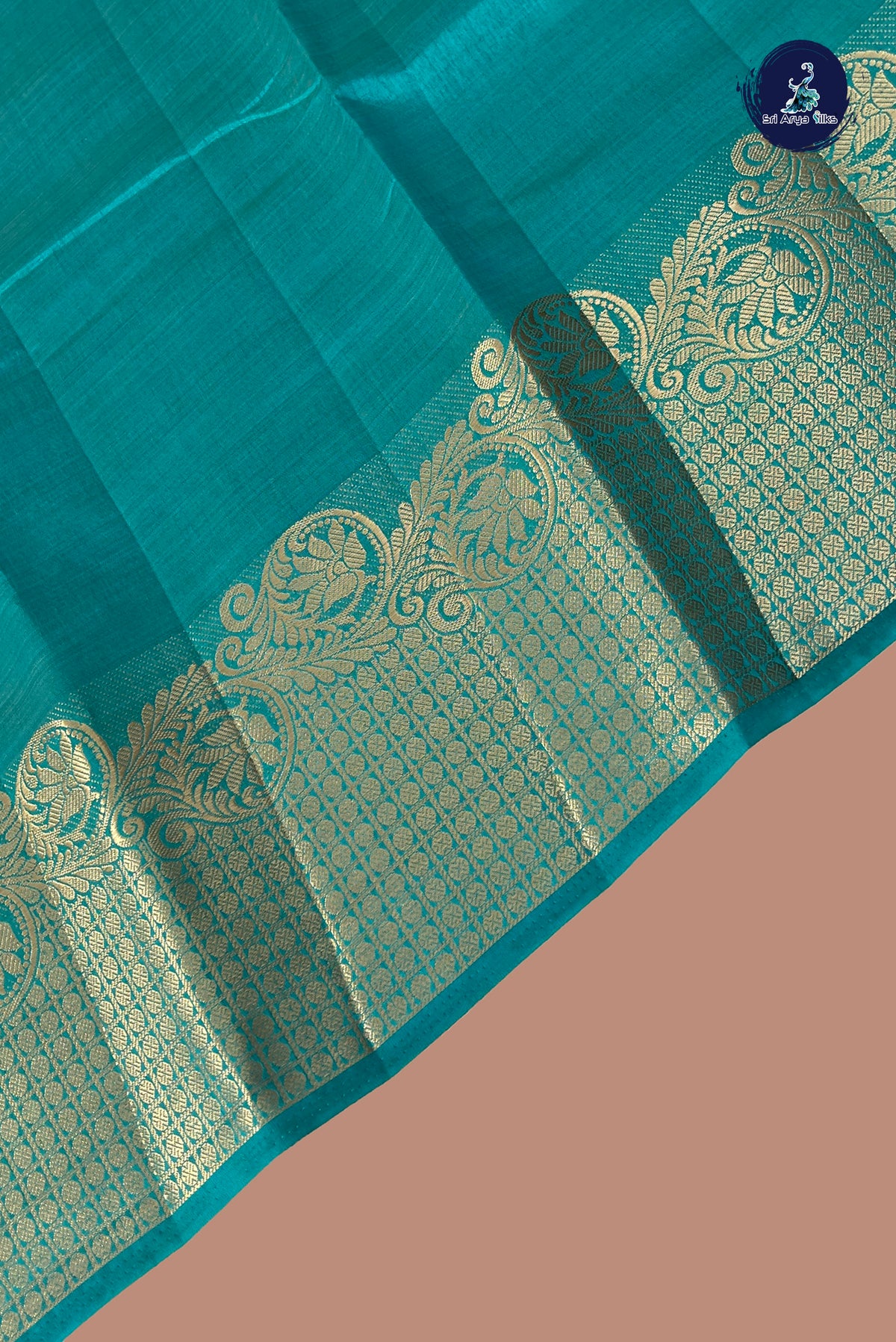 Teal Semi Tussar Saree With Plain Pattern