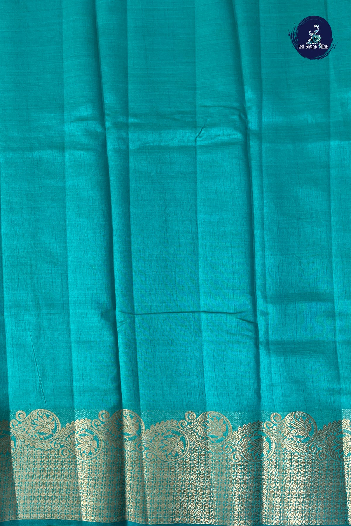 Teal Semi Tussar Saree With Plain Pattern
