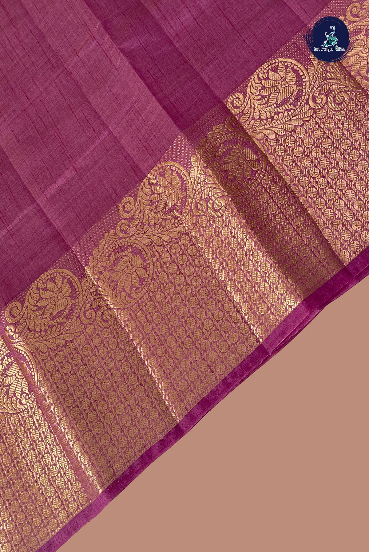 Mauve Semi Tussar Saree With Plain Pattern