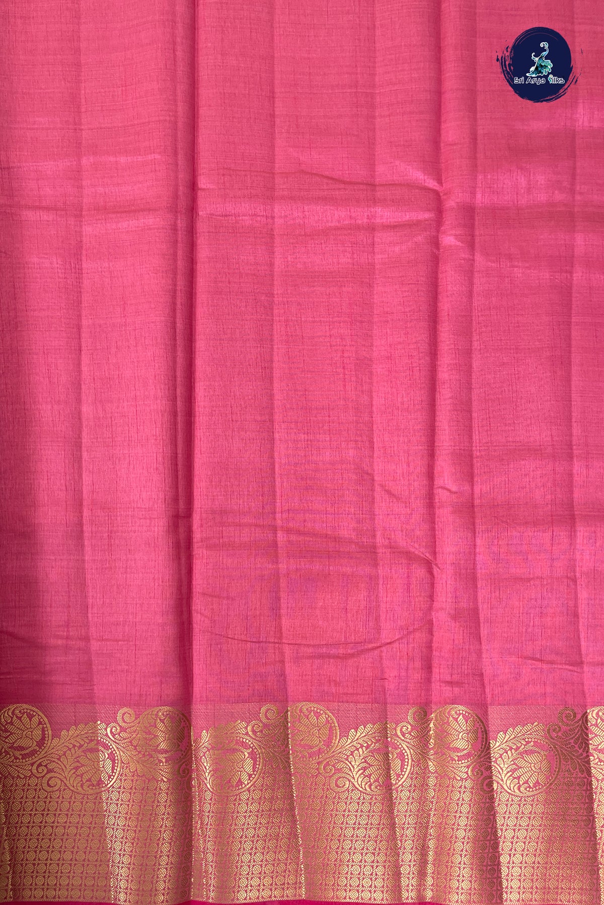 Pink Semi Tussar Saree With Plain Pattern