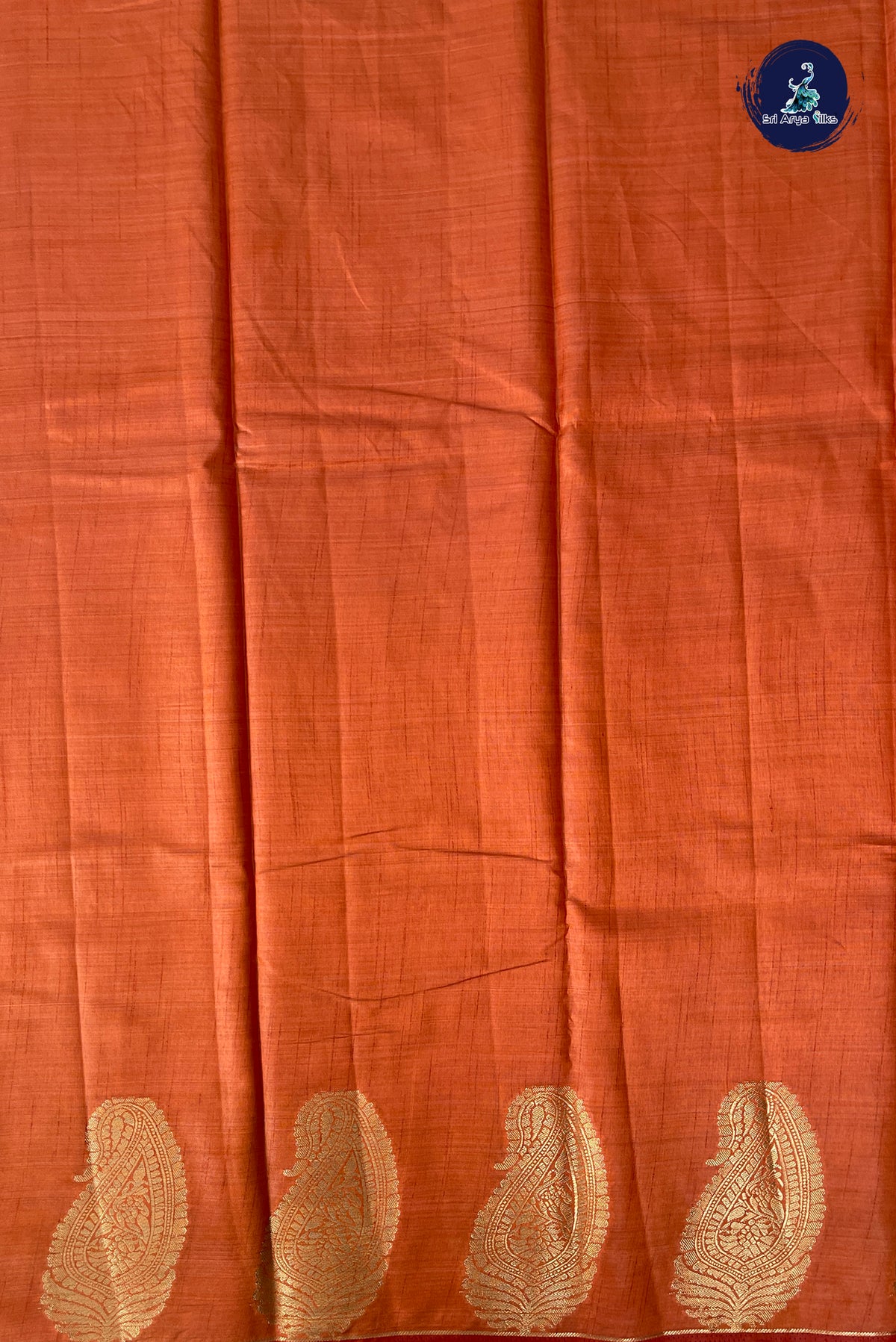 Rust Semi Tussar Saree With Plain Pattern