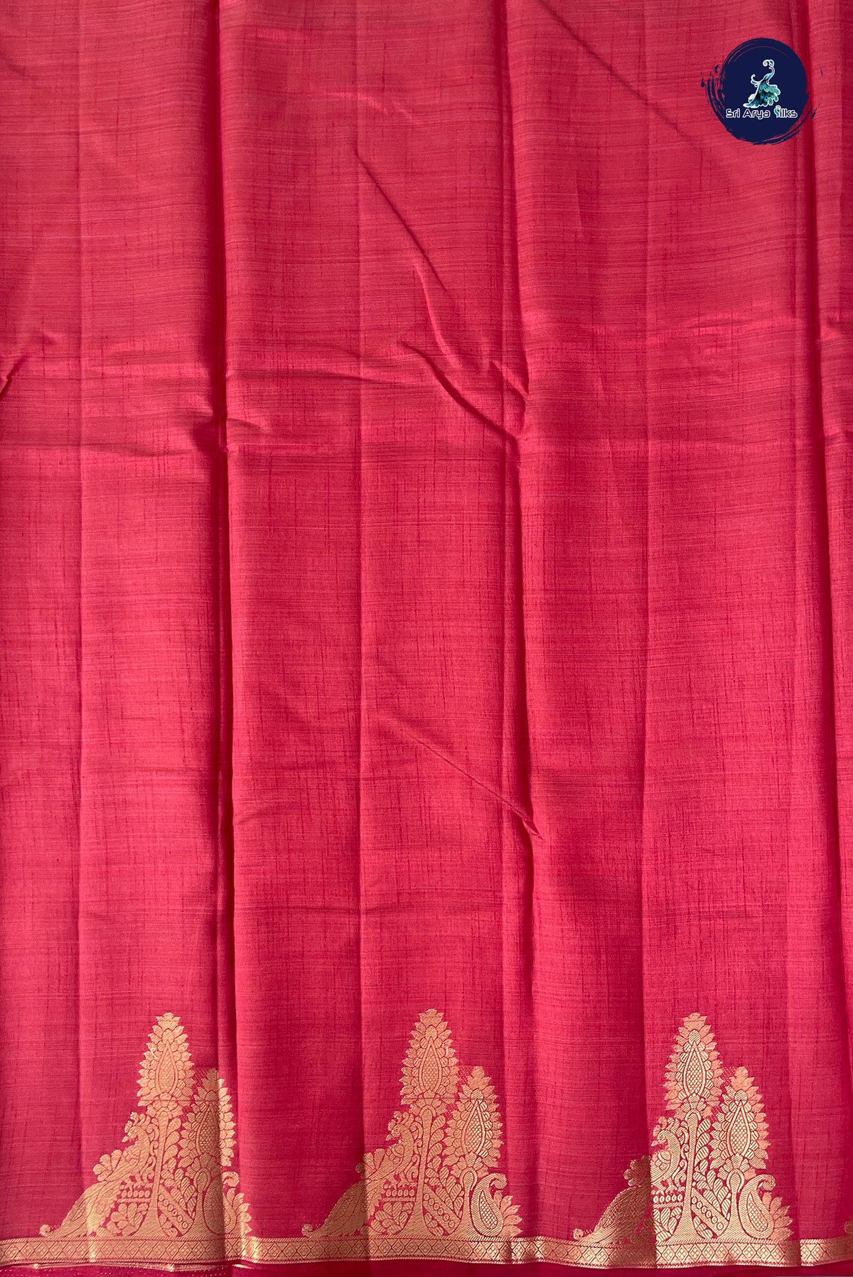Red Semi Tussar Saree With Plain Pattern