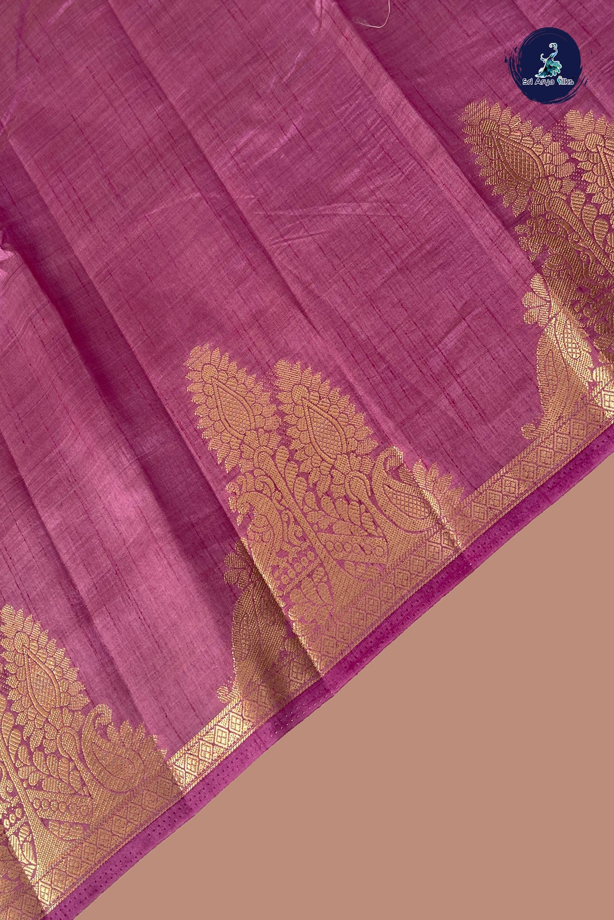 Mauve Semi Tussar Saree With Plain Pattern