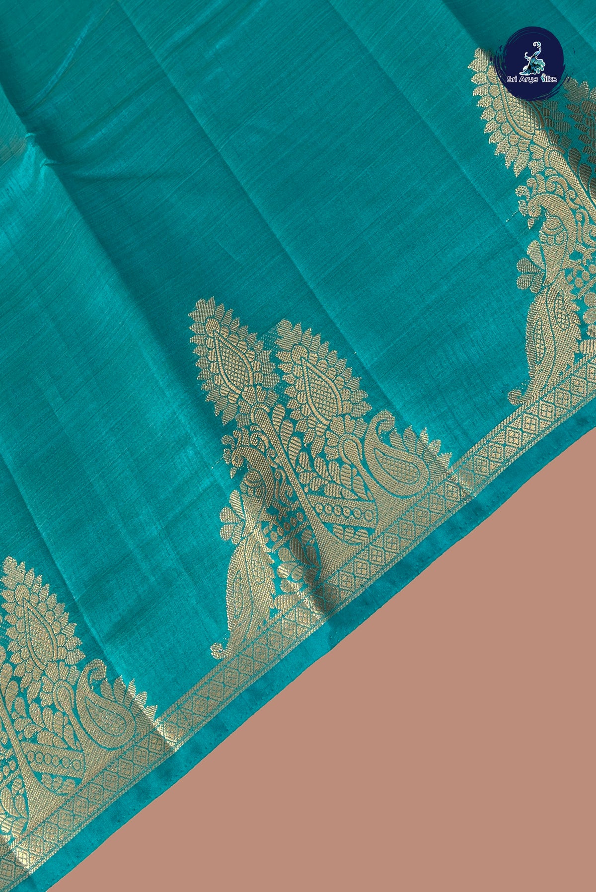 Teal Semi Tussar Saree With Plain Pattern