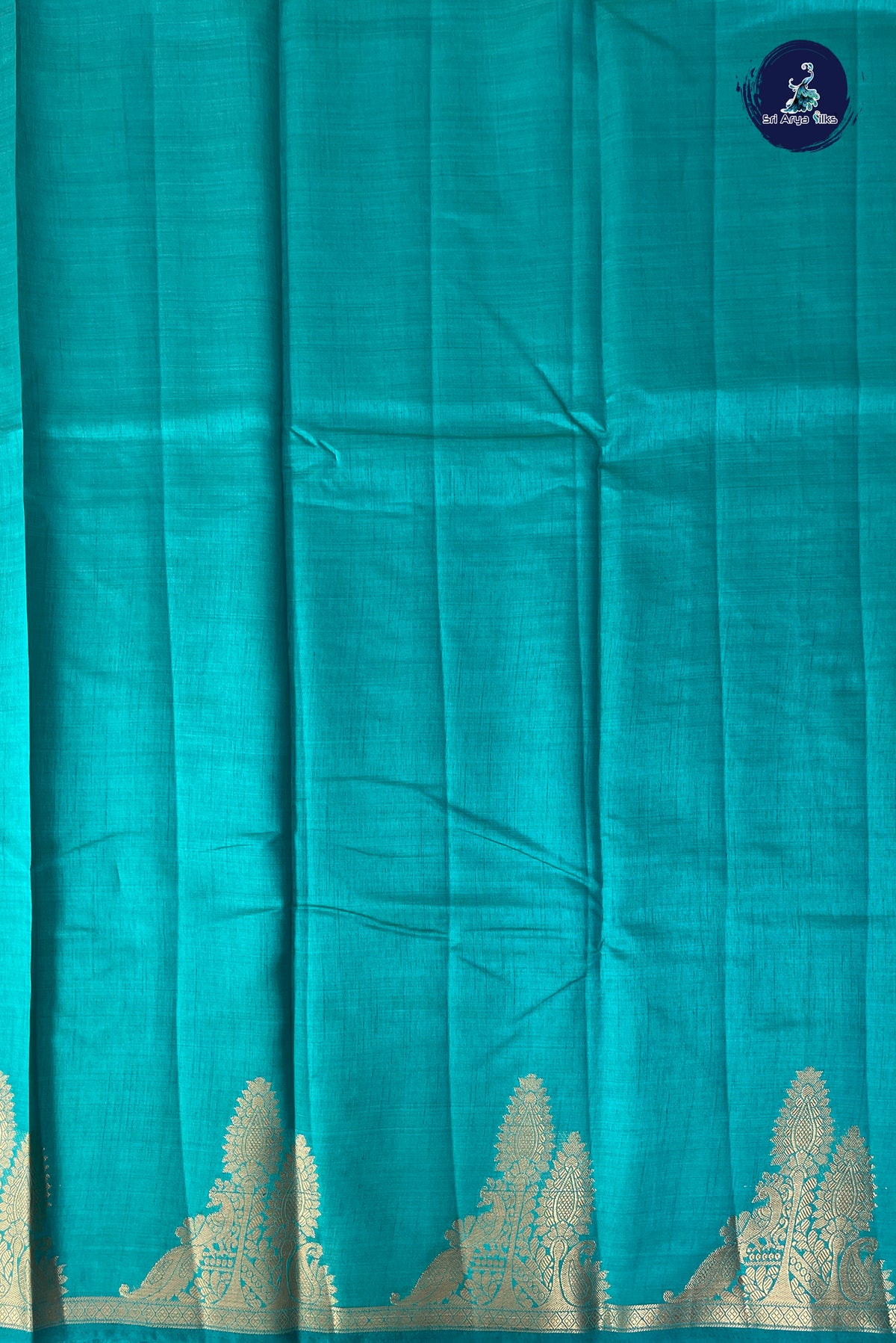 Teal Semi Tussar Saree With Plain Pattern
