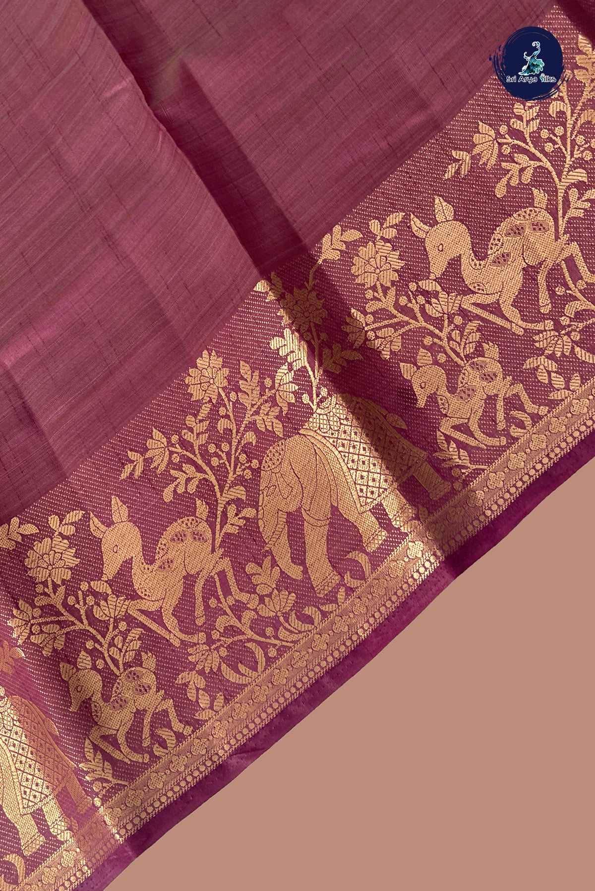 Wine Semi Tussar Saree With Plain Pattern