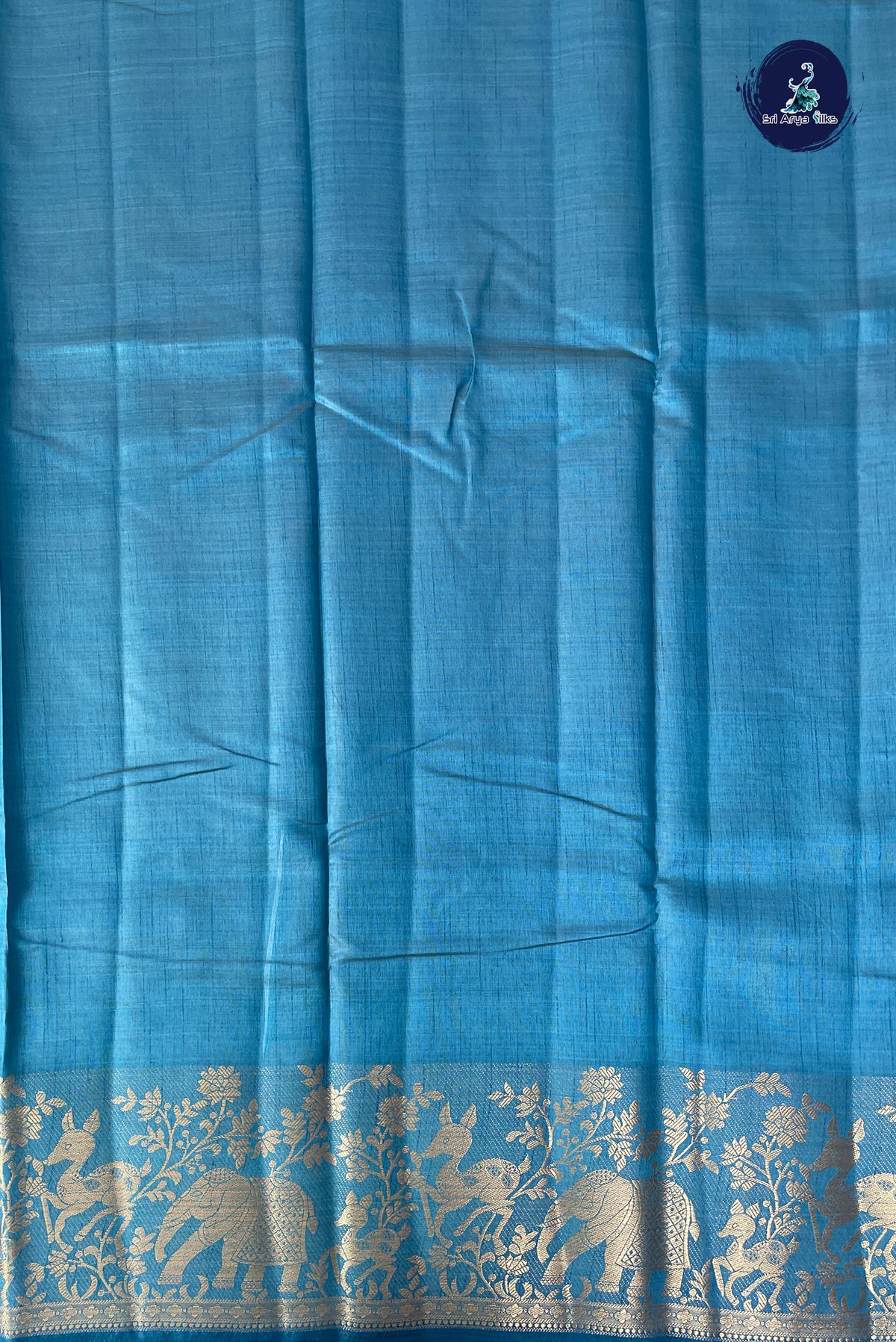Blue Semi Tussar Saree With Plain Pattern