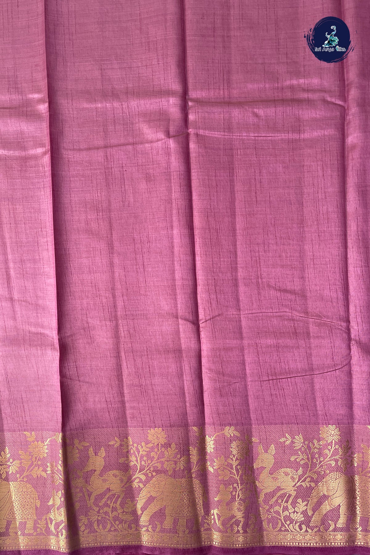 Mauve Semi Tussar Saree With Plain Pattern