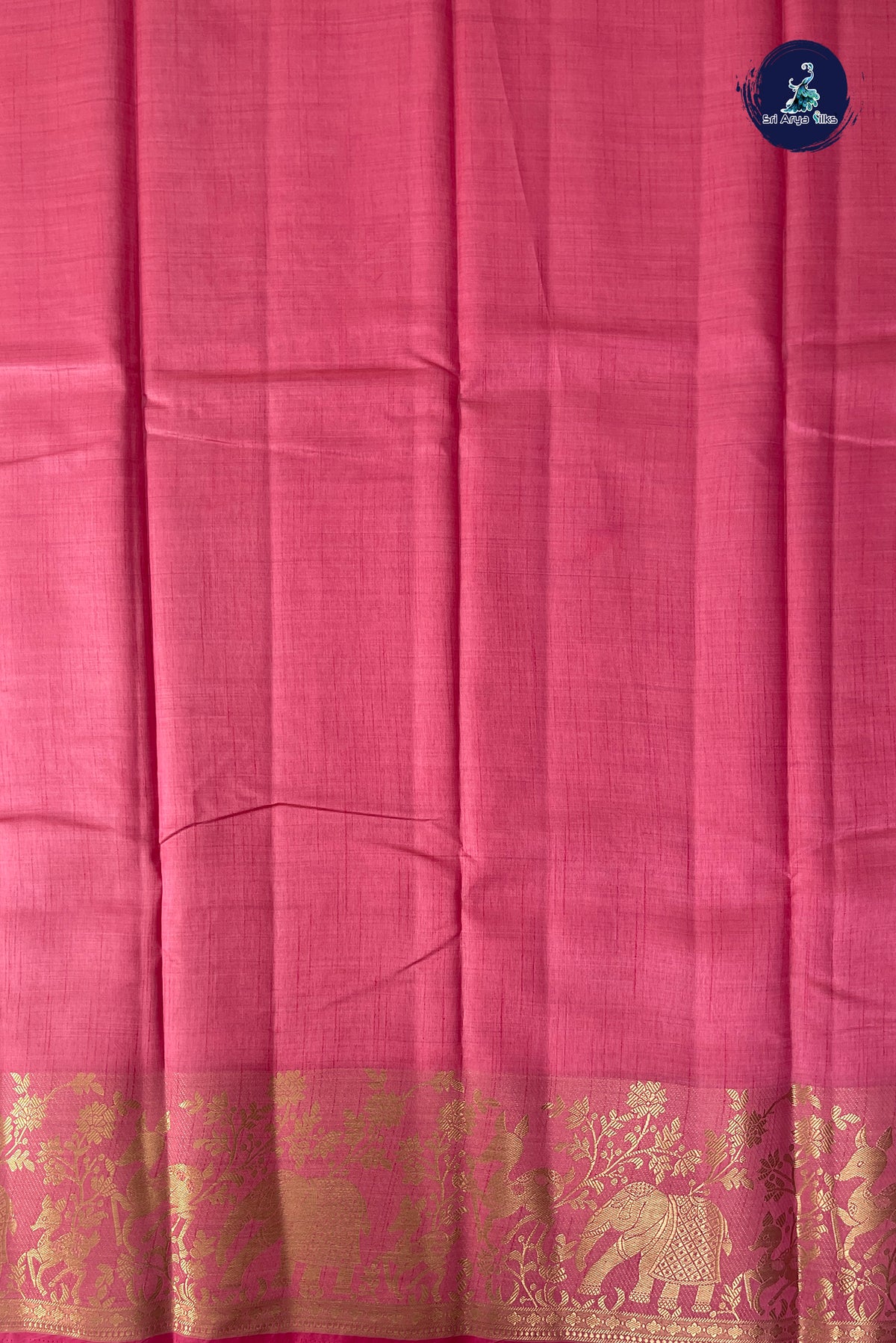 Light Pink Semi Tussar Saree With Plain Pattern