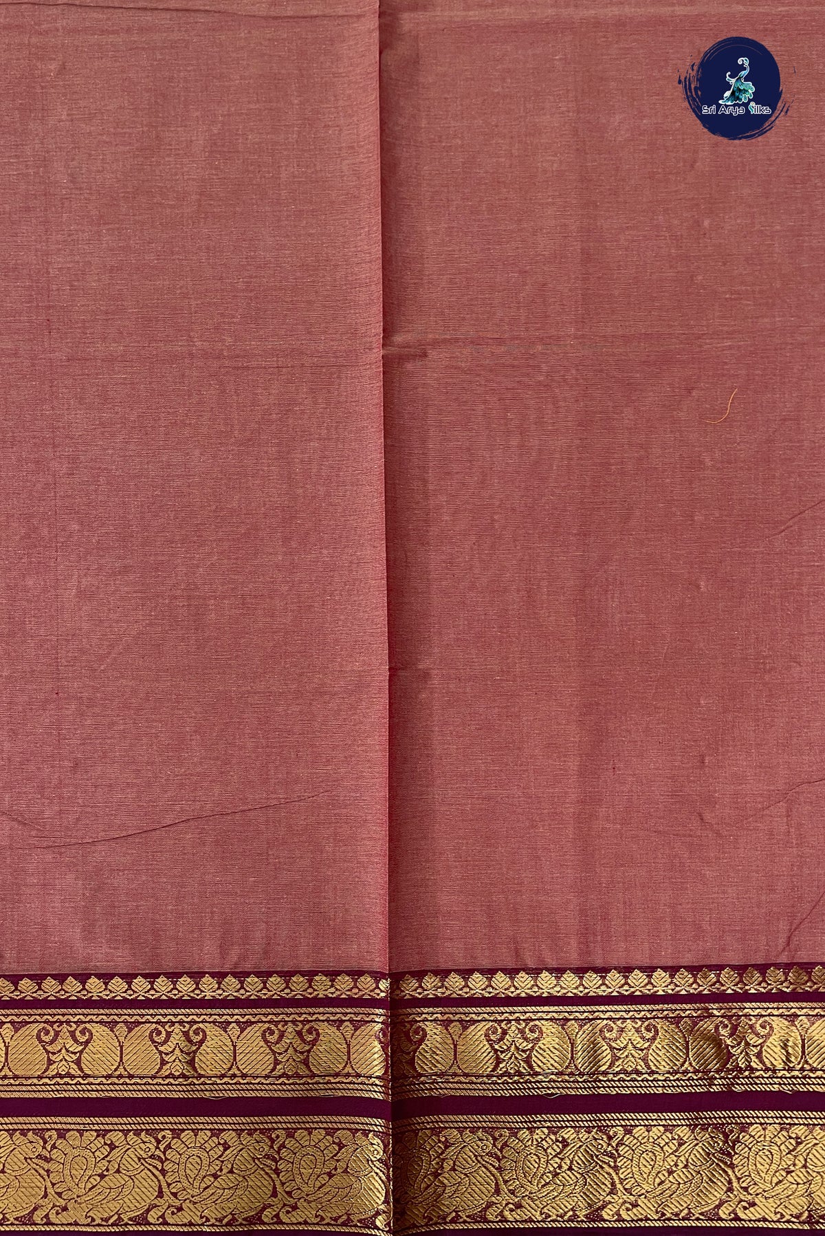 Brown Kanchi Cotton Saree With Plain Pattern