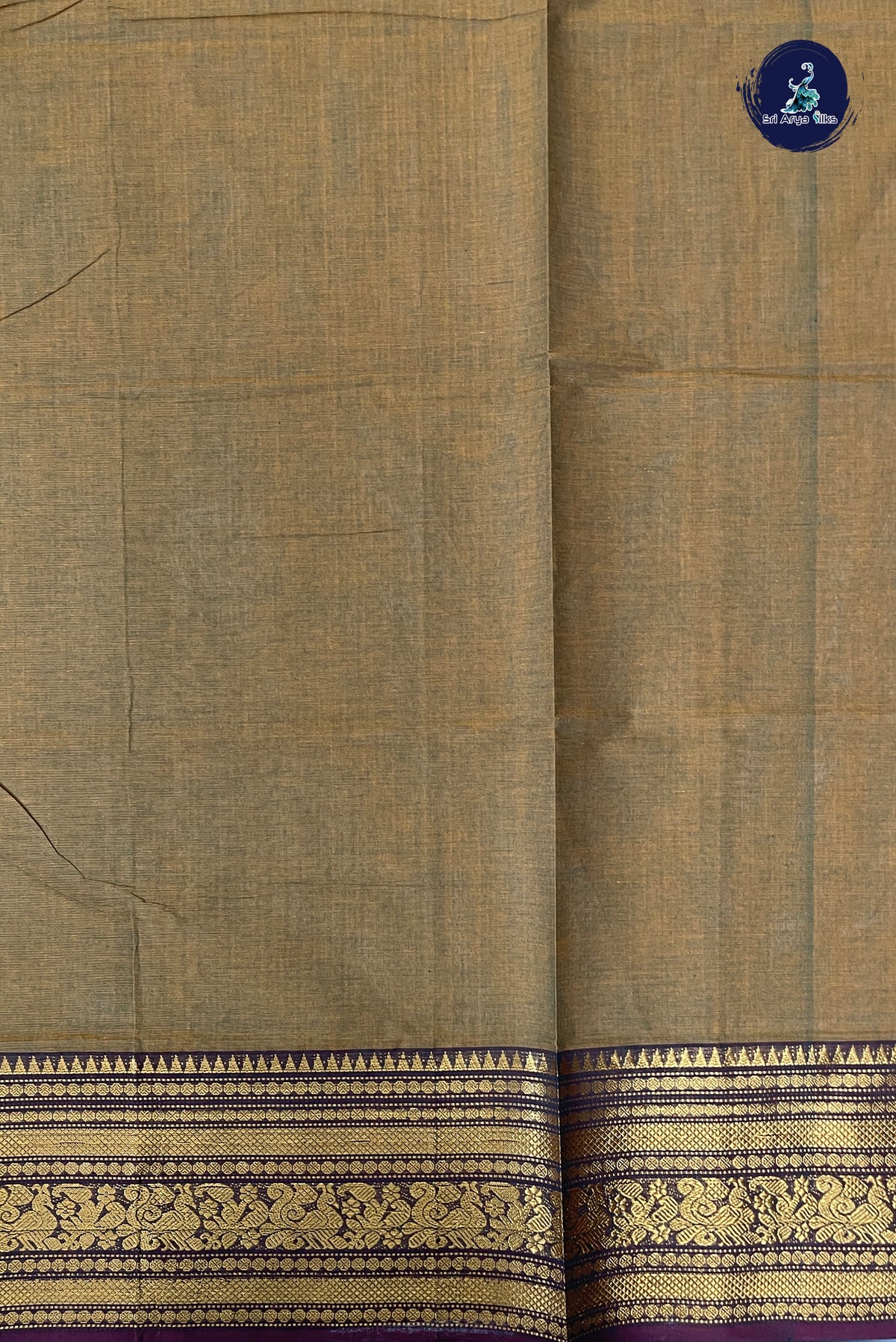 Yellowish Green Kanchi Cotton Saree With Plain Pattern
