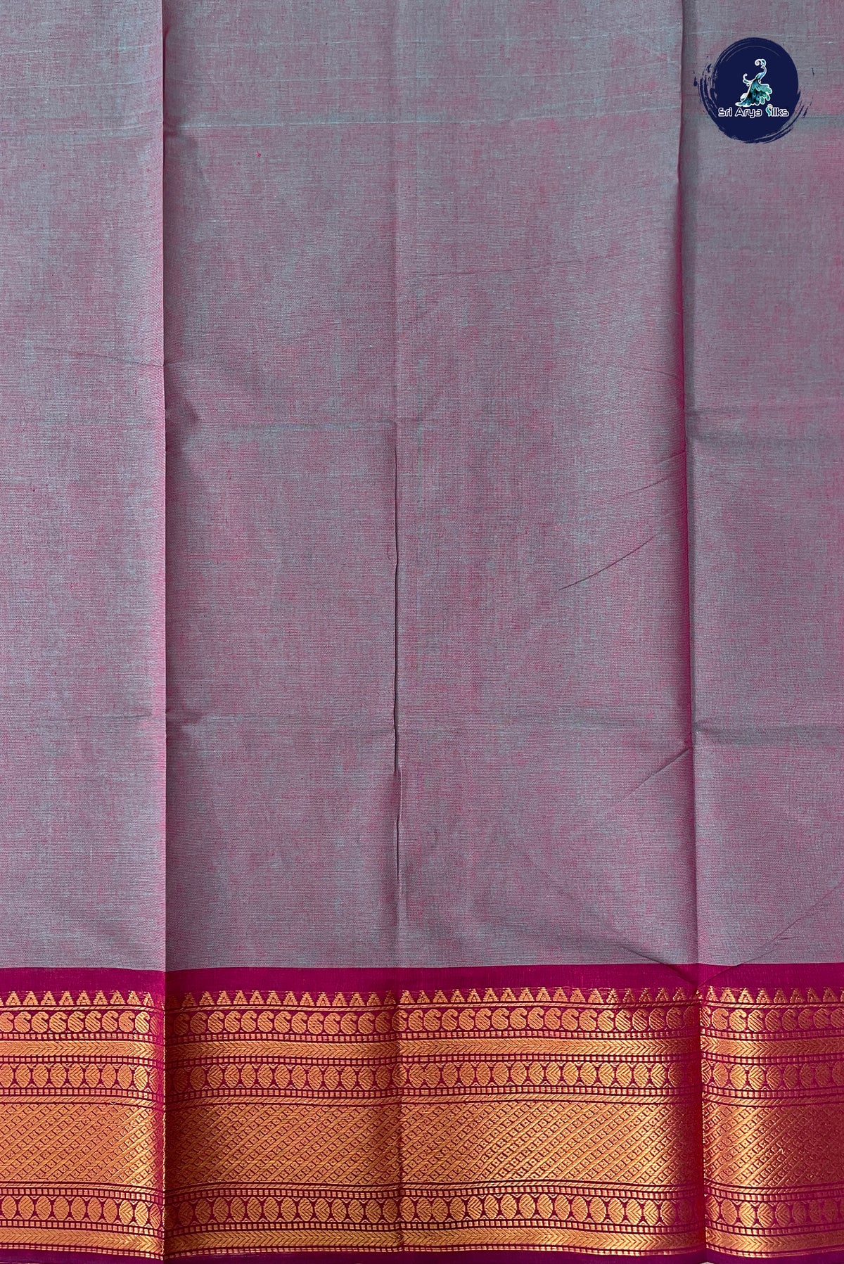 Dual Tone Grey Kanchi Cotton Saree With Plain Pattern