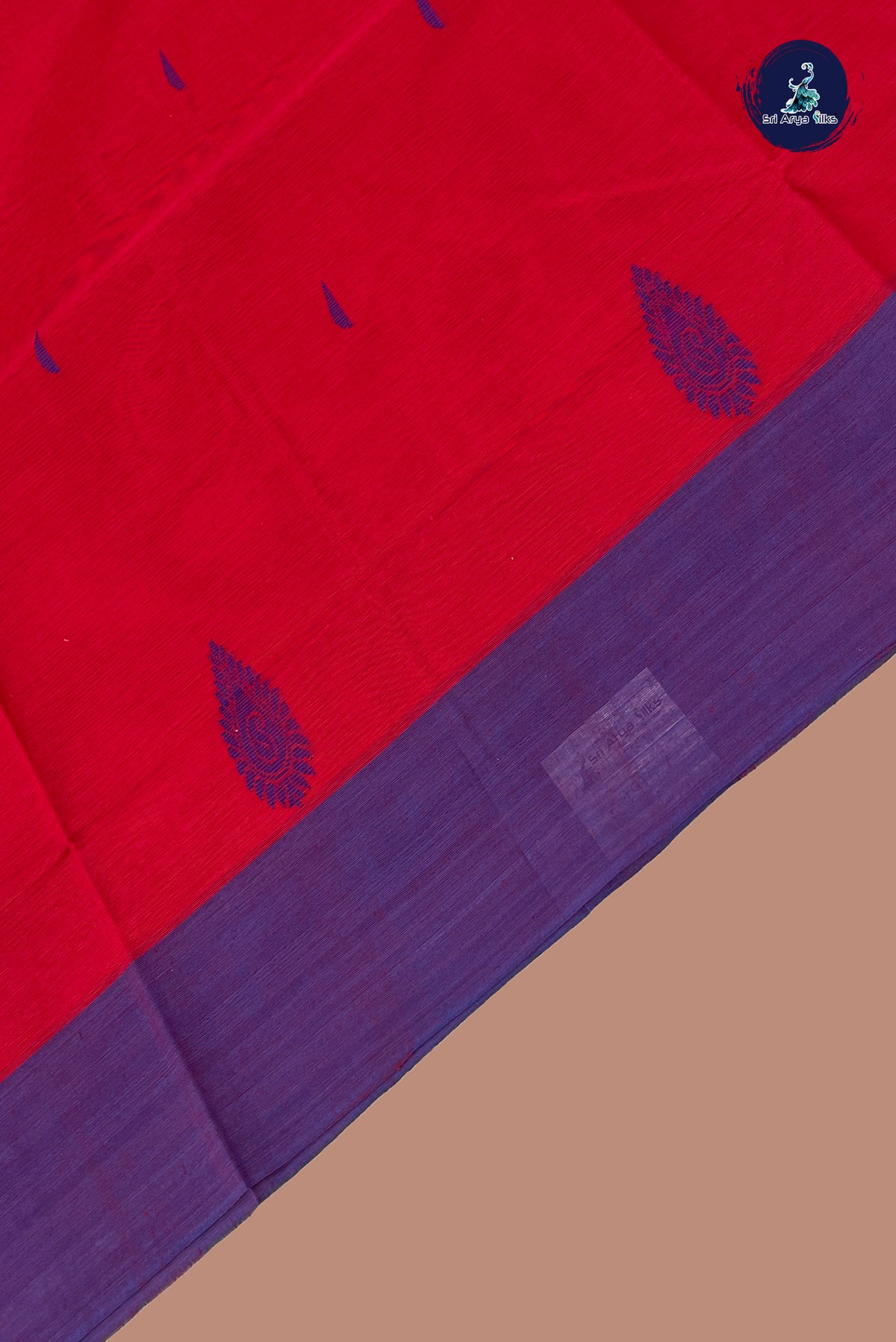 Red Kanchi Cotton Saree With Buttas Pattern