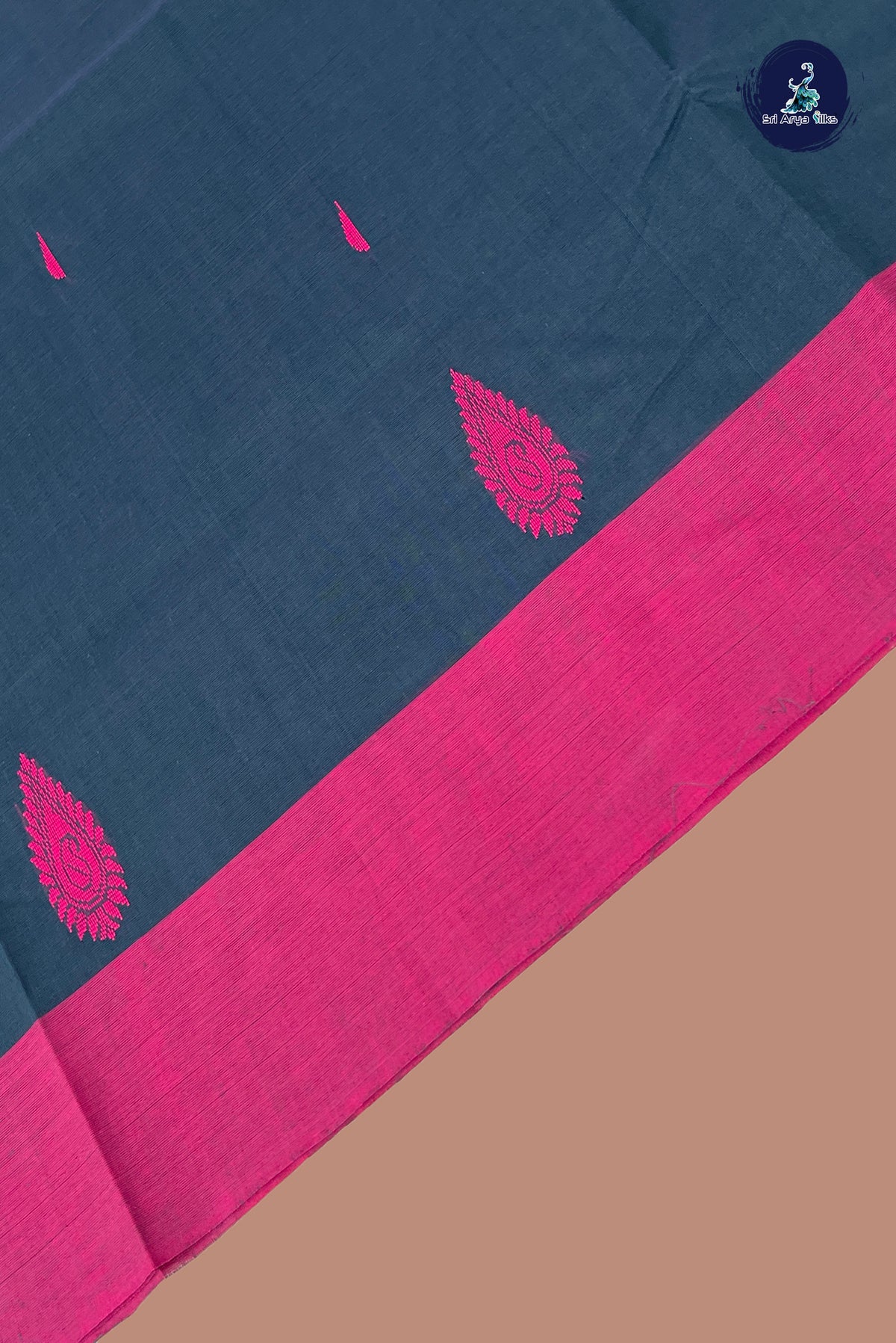 Dark Green Kanchi Cotton Saree With Buttas Pattern